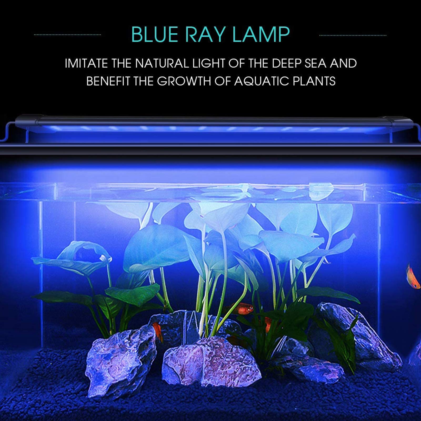 Full Spectrum LED Aquarium Light for Planted Tanks - Adjustable Brackets & 2-Channel Control with Blue/White LEDs - Perfect for Freshwater Fish Tanks, Coral Reefs & Aquatic Plants Growth