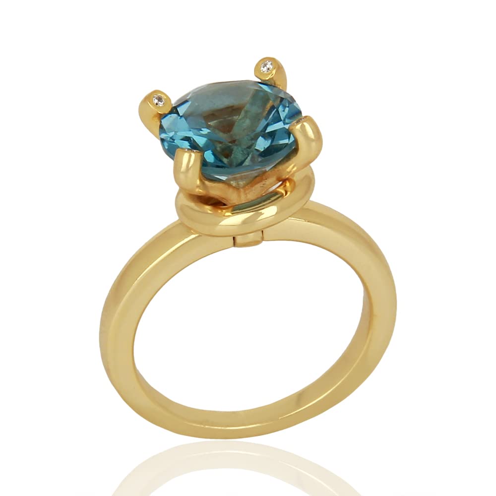 London Blue Topaz & CZ Sterling Silver Ring for Women - 925 Solid Silver Elegant Jewelry, Perfect Gift for Mom, Anniversary, Birthday, Wedding & Christmas | Ideal for Evening Parties, Date Nights & Special Occasions