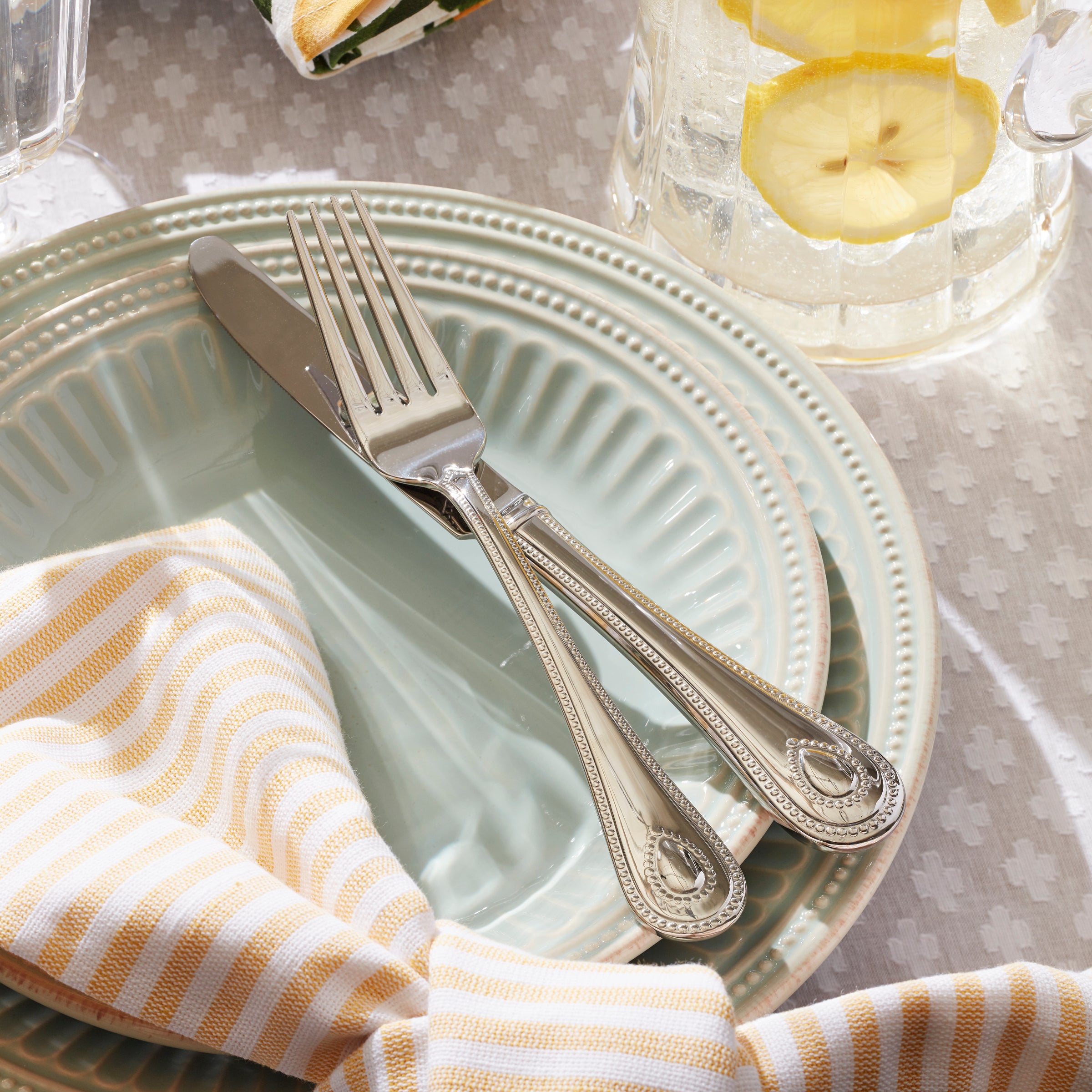 65-Piece French Perle Flatware Set - Elegant Stainless Steel Cutlery for Fine Dining, Weddings & Special Occasions