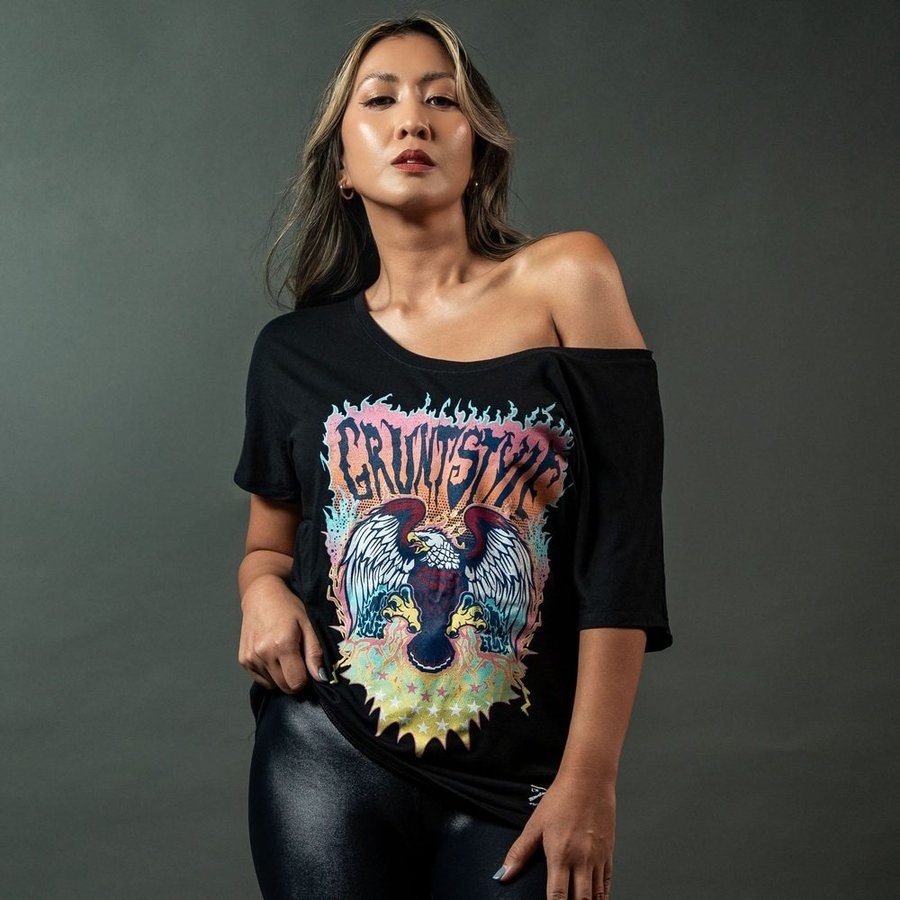 Women's Electric Eagle Graphic Slouchy T-Shirt - Black | Soft & Comfortable Casual Tee for Everyday Wear, Street Style & Outings
