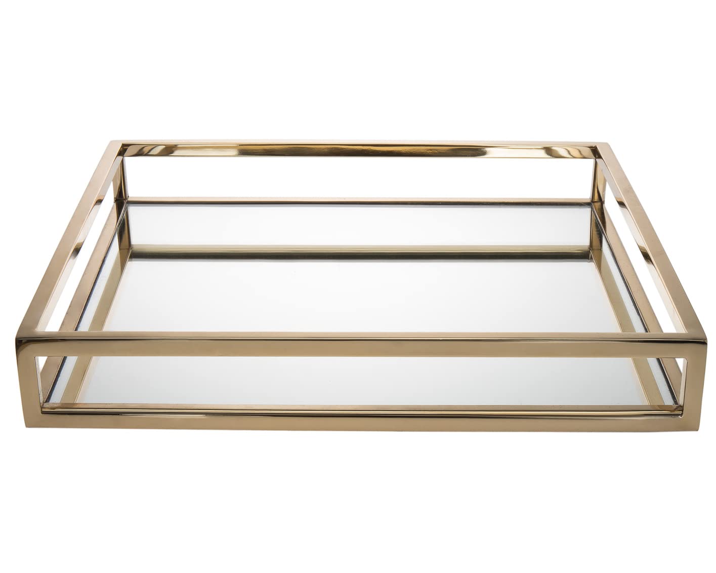 Godinger Decorative Tray - Gold Vanity Perfume Tray 14x14 Inches, Square Home Decor Organizer for Jewelry & Makeup, Aspen Collection - Perfect for Bathroom Counter, Dresser Top & Nightstand Display