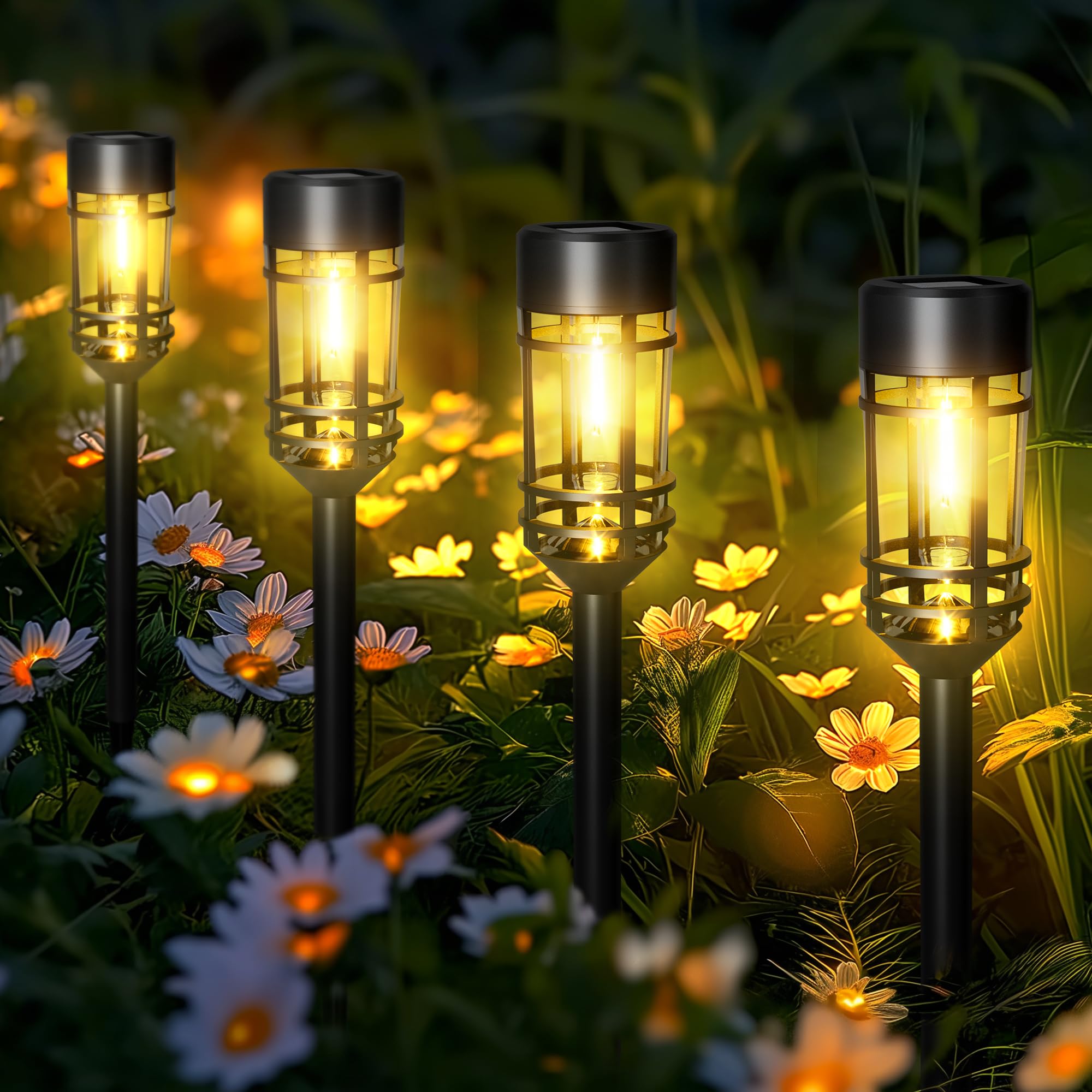 SOLPEX 4 Pack Solar Pathway Lights Outdoor - Waterproof Solar Powered Landscape Lights for Yard, Garden, Walkway & Driveway | Dusk to Dawn Auto On/Off, Easy Installation, Weather Resistant for Year-Round Use
