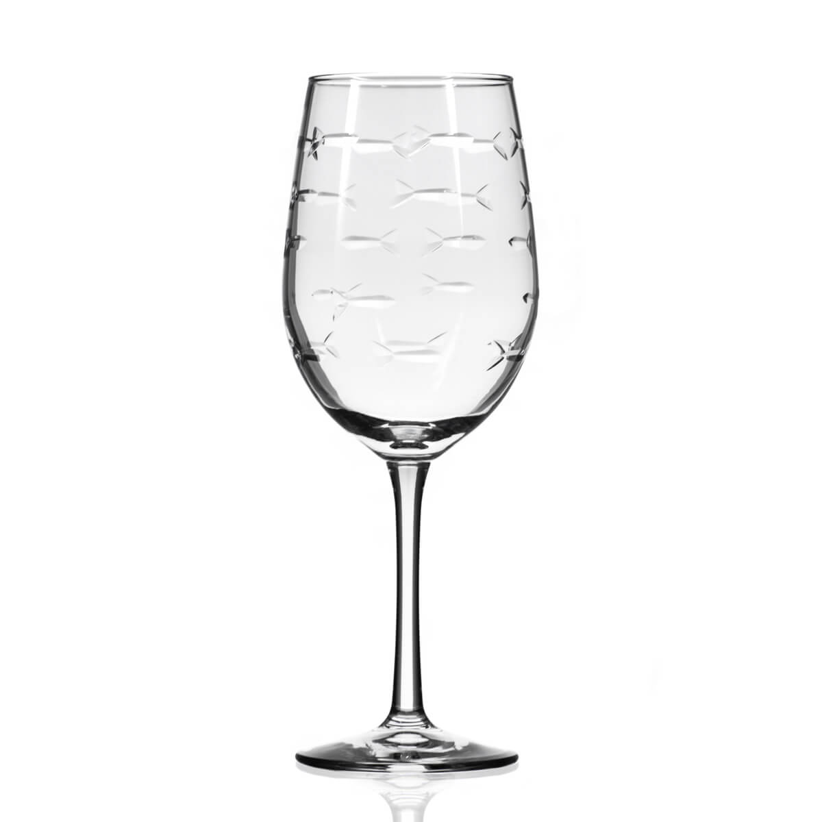 Premium 12oz White Wine Glasses Set of 2 - Elegant School of Fish Design - Perfect for Dinner Parties, Romantic Dates & Home Decor