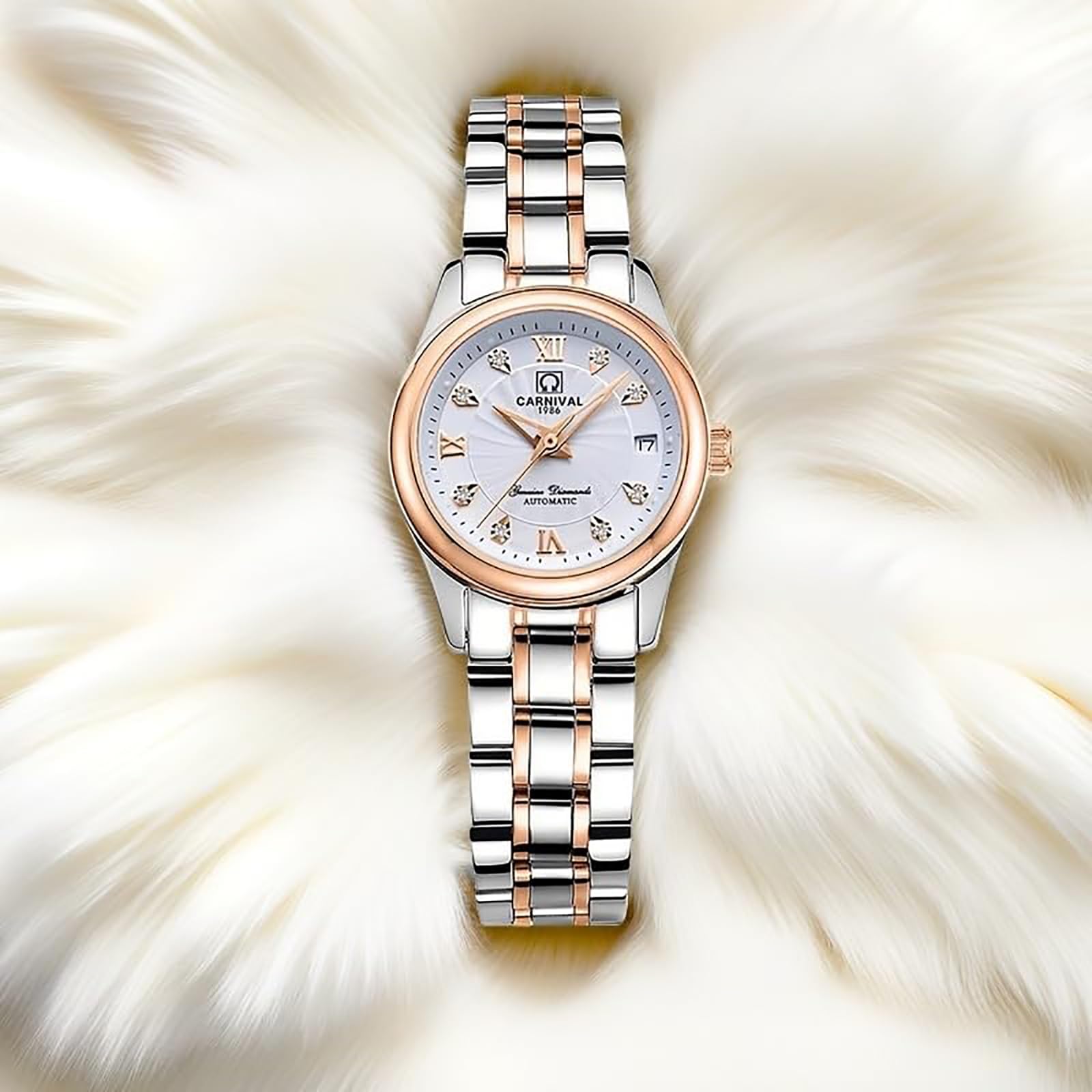Gosasa Women's Automatic Watch - Stainless Steel Waterproof Dress Watch for Office & Party