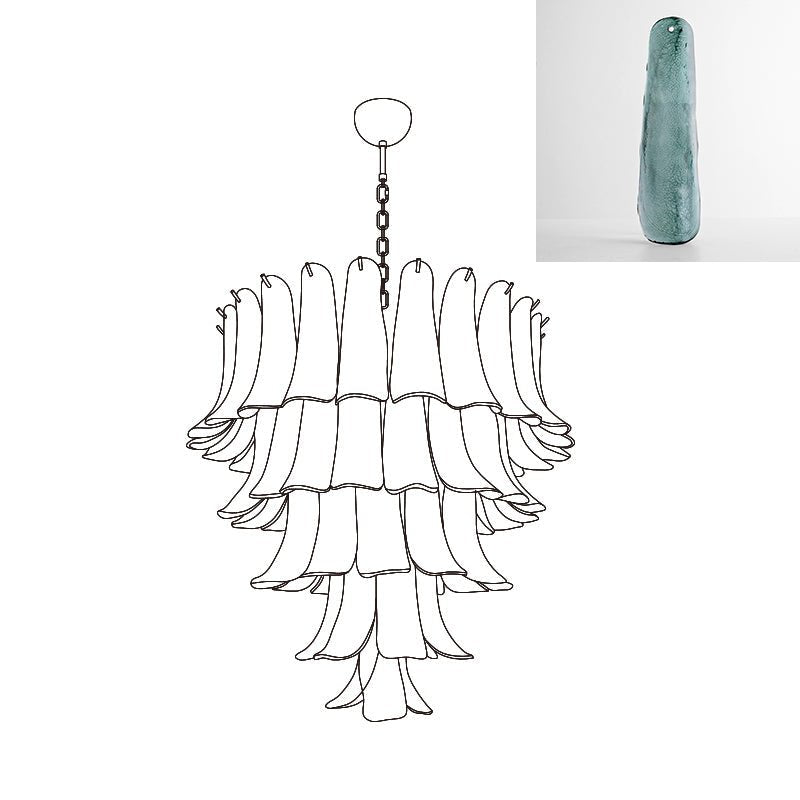 Handcrafted Murano Glass Petals Chandelier - Elegant Venetian Crystal Ceiling Light Fixture for Dining Room, Living Room & Bedroom Decor