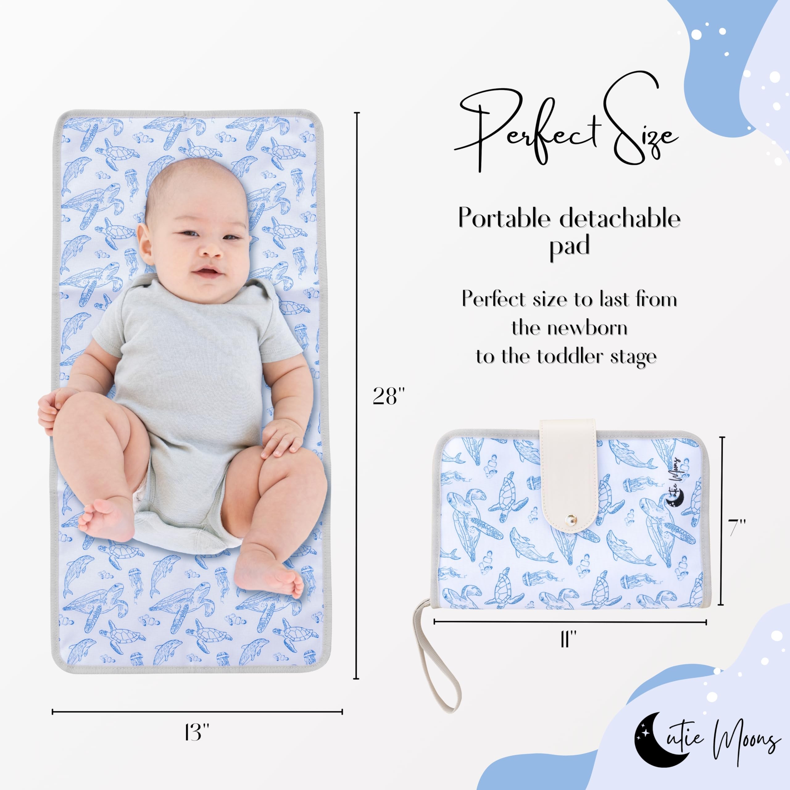 Waterproof Portable Baby Changing Pad with Storage Pockets for Wipes & Diapers - Travel-Friendly Newborn Essentials - Perfect Baby Shower Gift for Boys & Girls - Ideal for On-the-Go Parents, Airplane Travel, and Outdoor Adventures