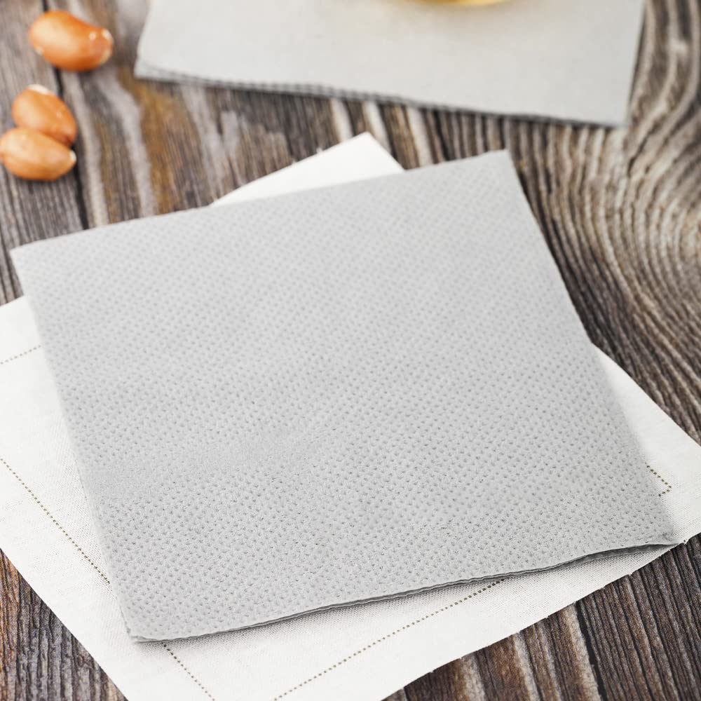 Premium 7.87 Inch Disposable Cocktail Napkins - 2-Ply Linen Feel Gray Beverage Napkins (4800 Count) | Soft & Absorbent Bar Napkins for Coffee, Drinks & Snacks | Perfect for Restaurants, Bars, Cafes & Home Entertaining
