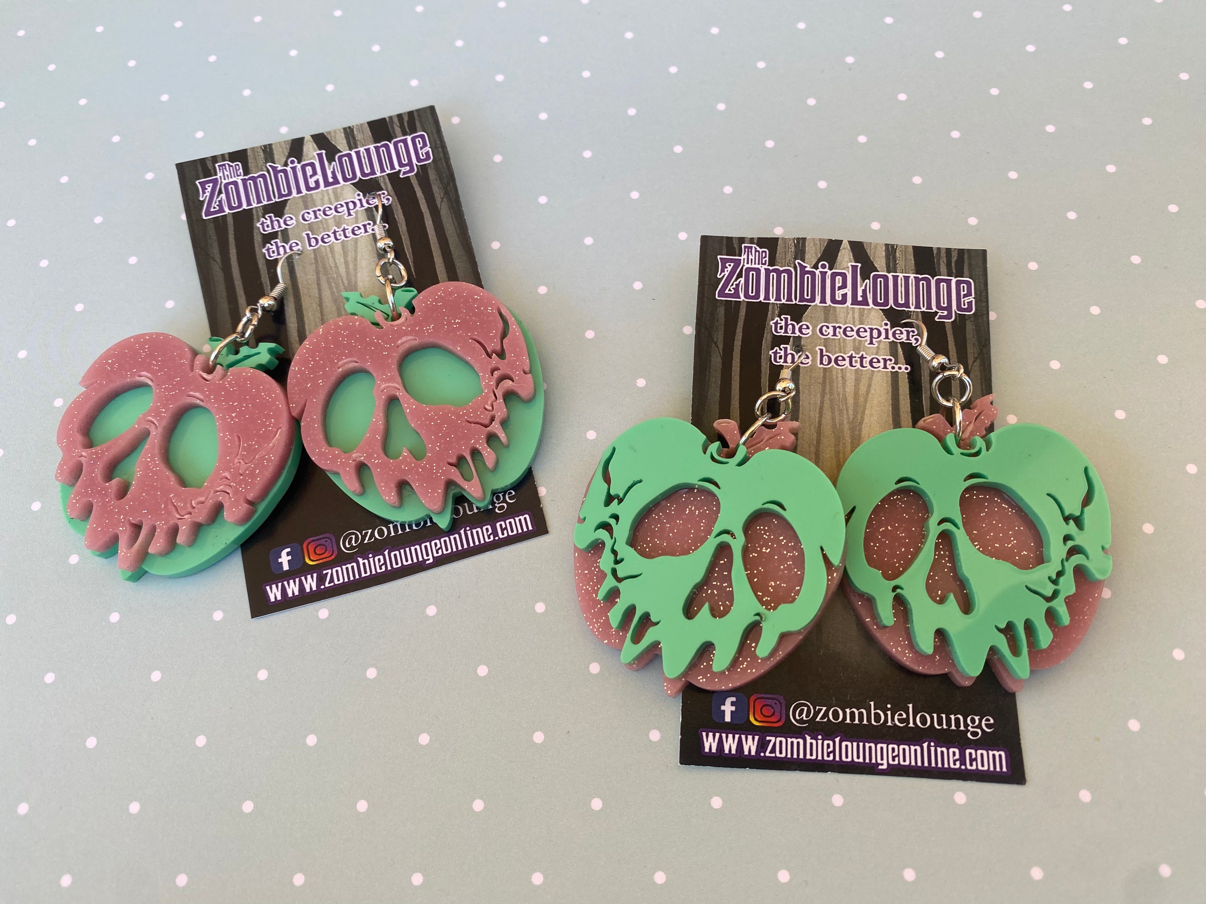 Pastel Poison Apple Stud Earrings for Women - Cute Gothic Jewelry for Halloween, Cosplay, and Unique Fashion Accessories