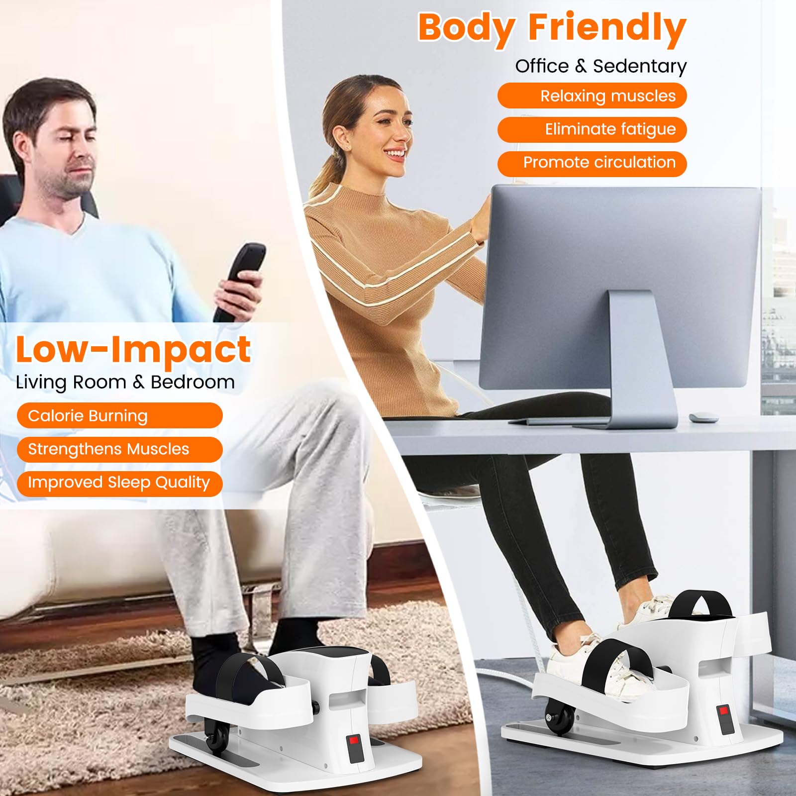 Under Desk Elliptical Machine - 12-Speed Adjustable Quiet Electric Pedal Exerciser for Seniors & Office Workers | Portable Leg Workout Equipment with Remote | Perfect for Home Office, Physical Therapy & Sedentary Lifestyle