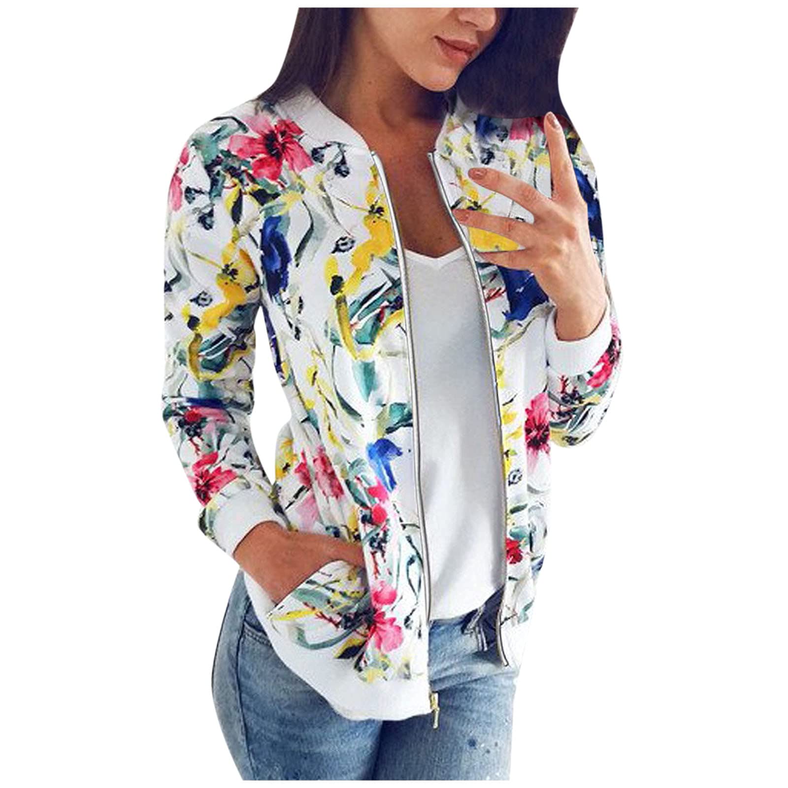 Vintage Floral Print Women's Fleece Jacket with Hood - Long Sleeve Zippered Pocket Casual Coat for Fall & Winter | Outdoor Hiking, Travel, Daily Wear