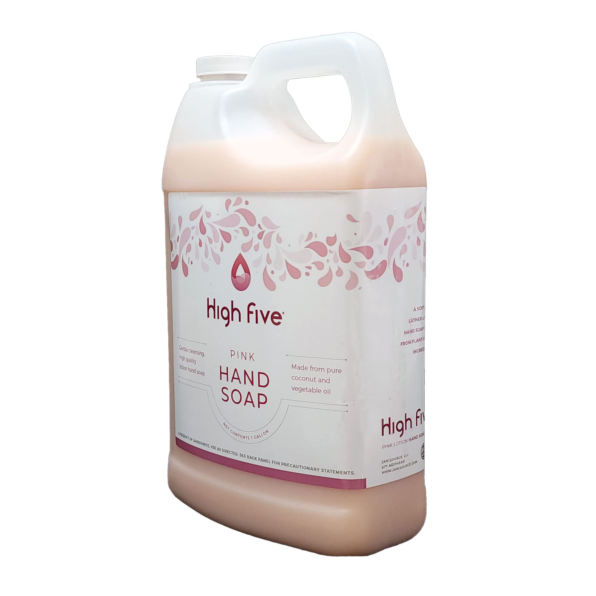 HighFive Pink Lotion Hand Soap - 1 Gallon Bulk Refill, Moisturizing & Antibacterial for Soft Skin | Ideal for Restaurants, Schools, and Home Use