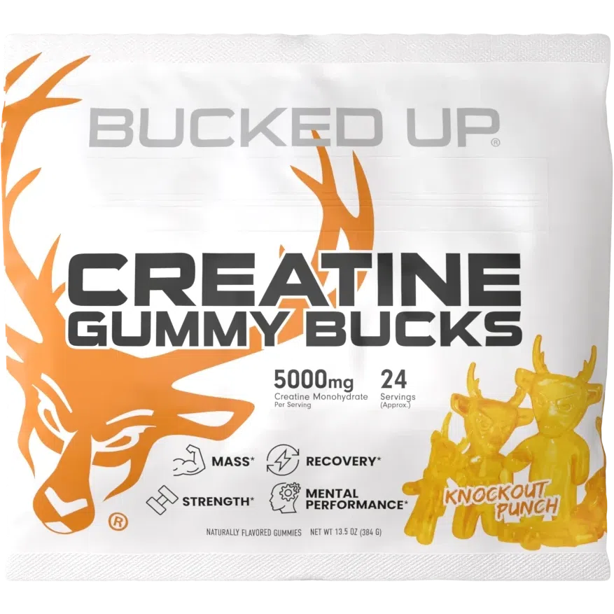 Bucked Up Creatine Gummy Bucks - Delicious Pre-Workout Supplement for Muscle Growth & Recovery - Perfect for Gym, Fitness & Bodybuilding Training