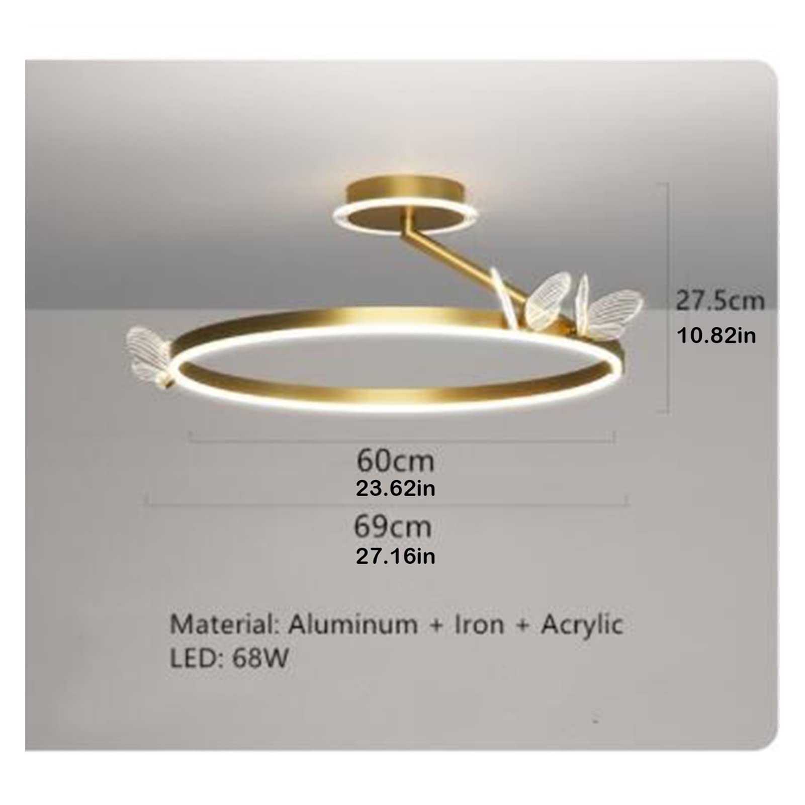 Crystal Chandelier Pendant Ceiling Lamp - Nordic Style Acrylic Butterfly Design, Creative Metal Lighting Fixture for Living Room, Bedroom, Hotel, Cafe & Bar Decor | Elegant Ceiling Light for Romantic Dinners, Lounge Ambience & Luxury Interior Design