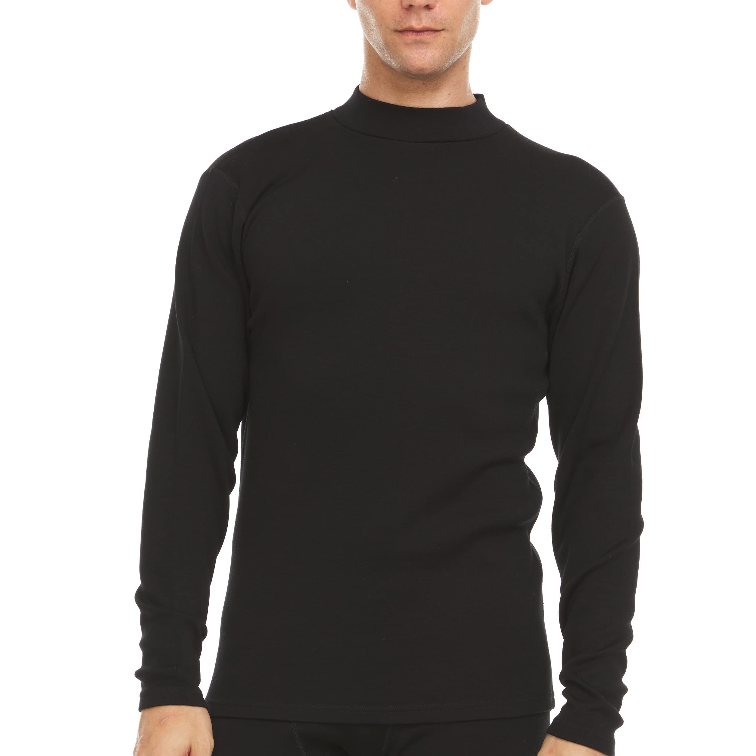 Premium 100% Merino Wool Men's Thermal Base Layer - Long Sleeve Mock Neck Shirt for Hiking, Skiing & Winter Outdoor Activities - Odor Resistant & Moisture Wicking Mid Layer Top