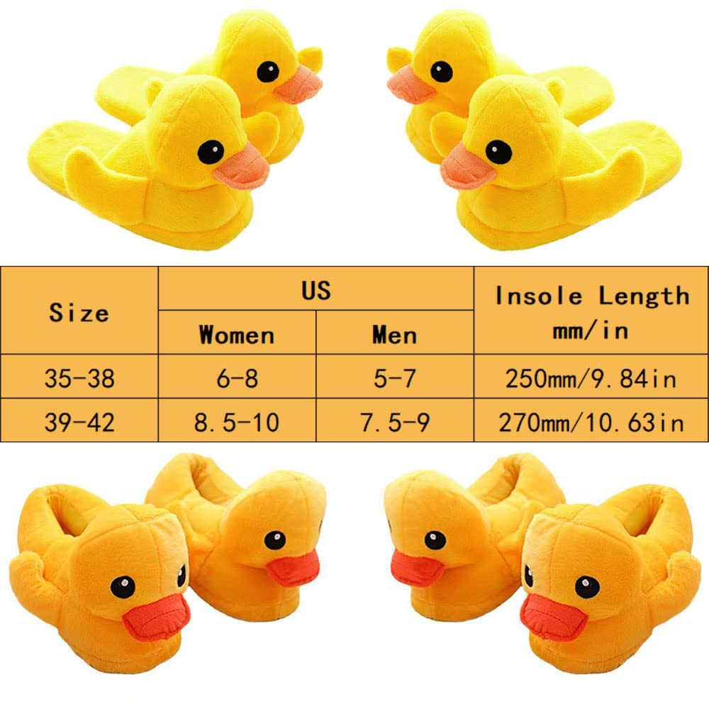 Women's Hokuto Duck Slippers - Cute Rubber Duck Cartoon House Shoes for Winter - Cozy Indoor/Outdoor Slippers for Home, Lounge & Gift Giving