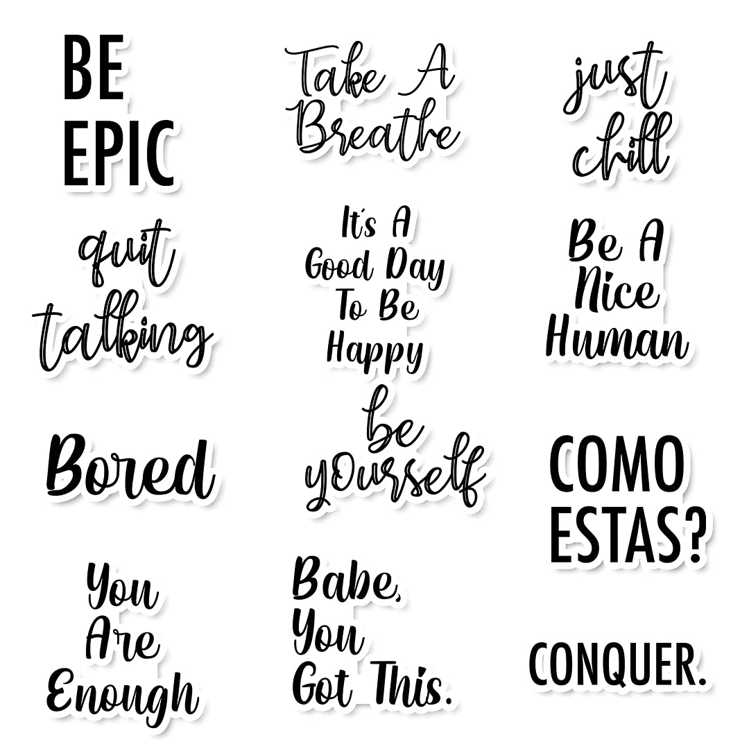 12-Pack Funny Vinyl Stickers - Inspirational & Unique Laptop Stickers for Personalization - Waterproof Decals for Journals, Phones, Laptops & DIY Crafts - Perfect for Office, School & Gift Giving