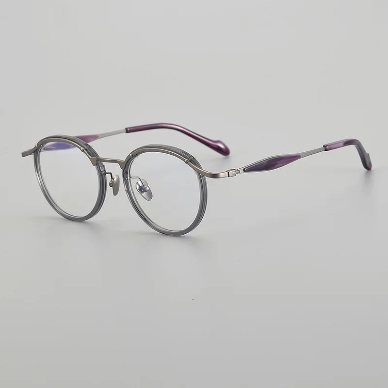 Stylish Black Unisex Full Rim Round Titanium Acetate Eyeglasses Frame 46062 - Perfect for Reading, Work & Everyday Fashion