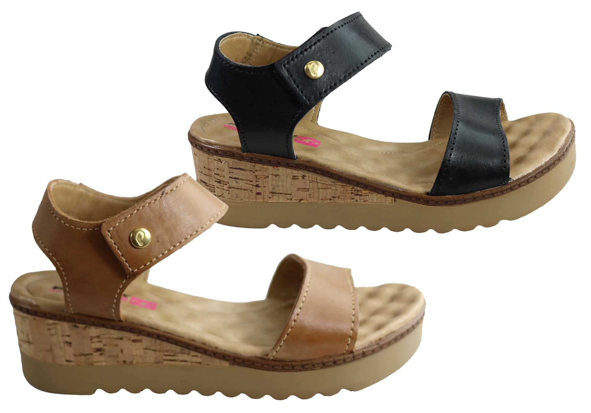 Pegada Louise Women's Comfortable Leather Wedge Sandals - Stylish Casual & Summer Walking Shoes for Beach, Vacation and Everyday Wear