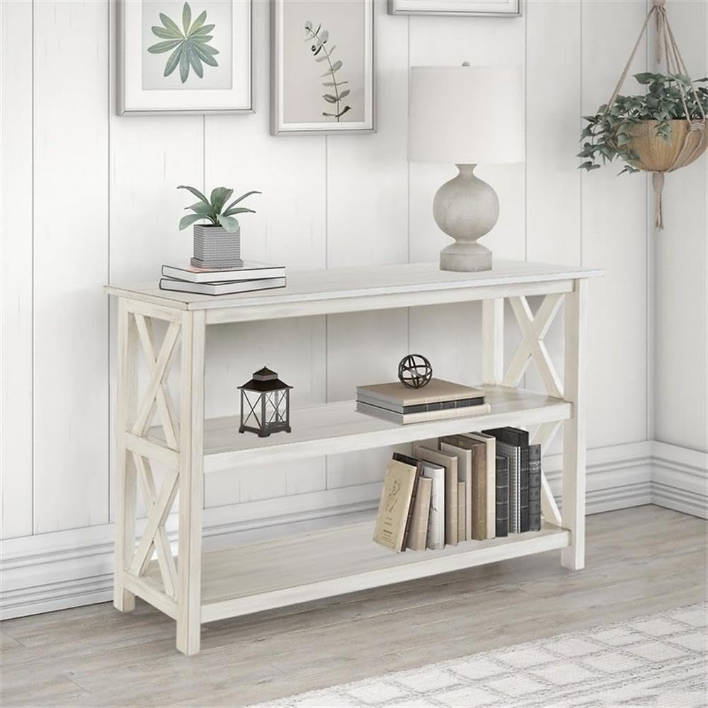 Boraam Jamestown Entryway Table Antique White - Rustic Farmhouse Console Table for Hallway, Foyer & Living Room Decor