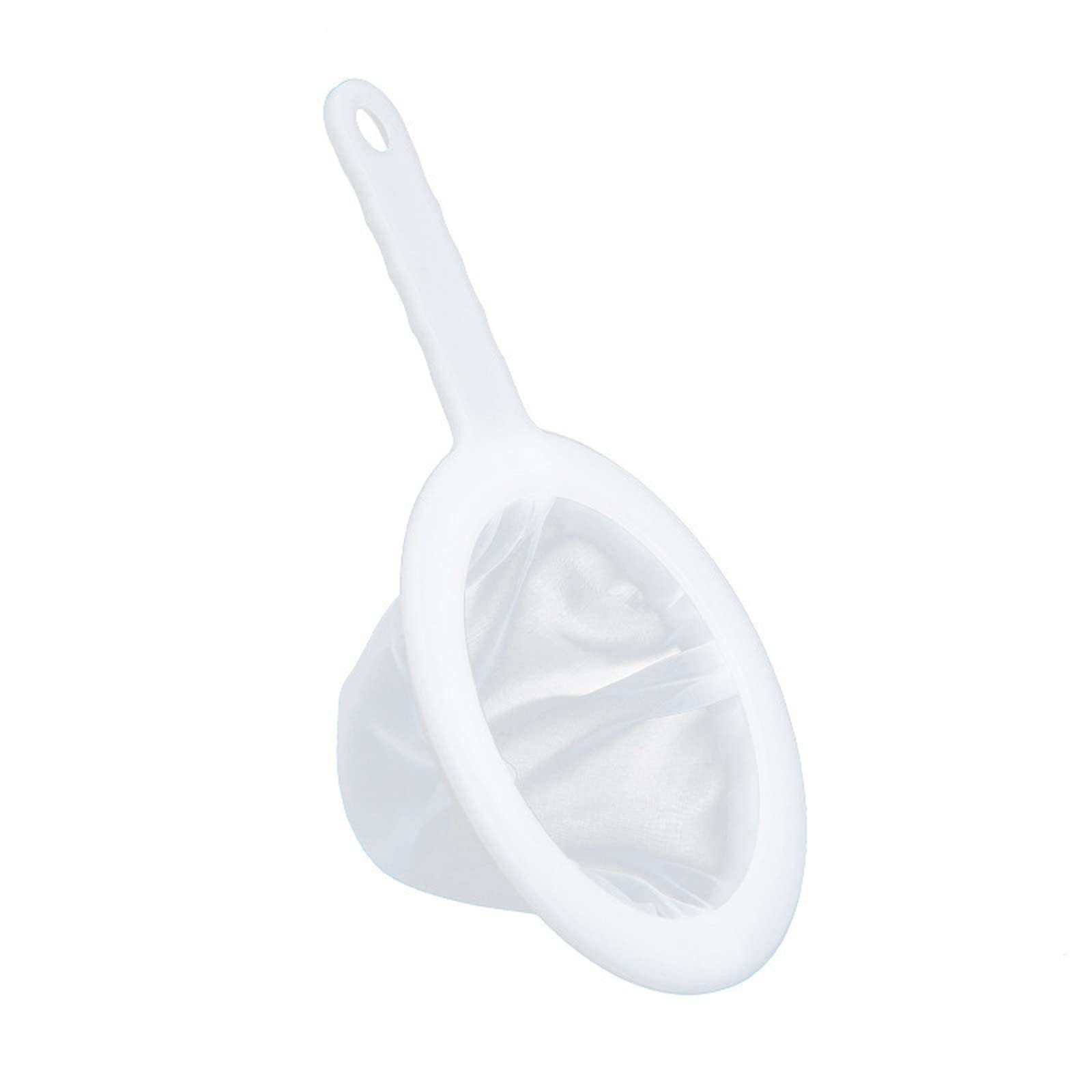 1#GC Kitchen Superfine Nylon Mesh Filter Plastic Sieve with Handle - Fine Mesh Strainer for Soy Milk, Coffee, Milk, Yogurt & Juice - Perfect for Home Brewing, Baking and Smoothie Making