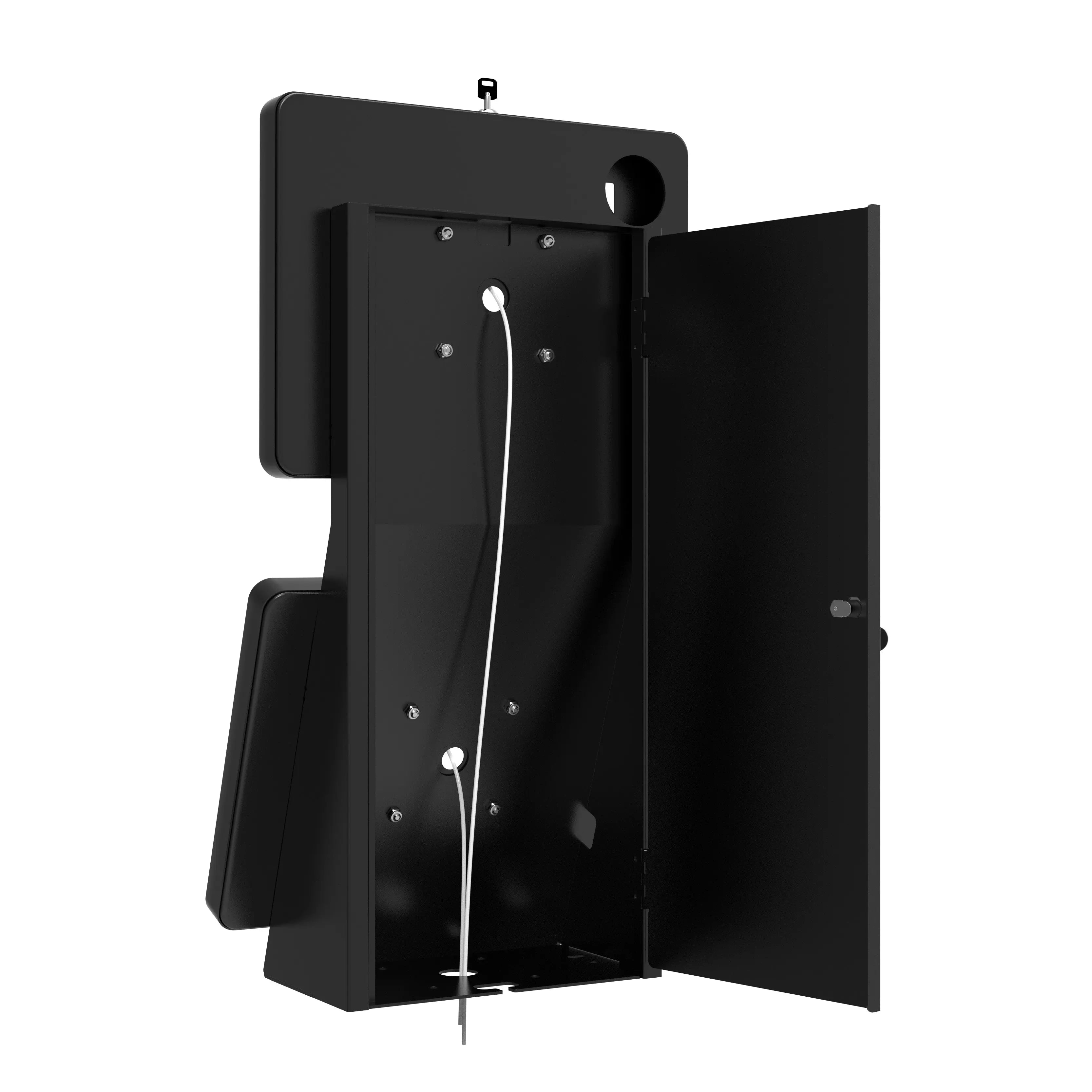 Dual Security Enclosure Desk Mount with Storage Compartment - Heavy Duty Monitor Stand for Office & Home Workspace Organization