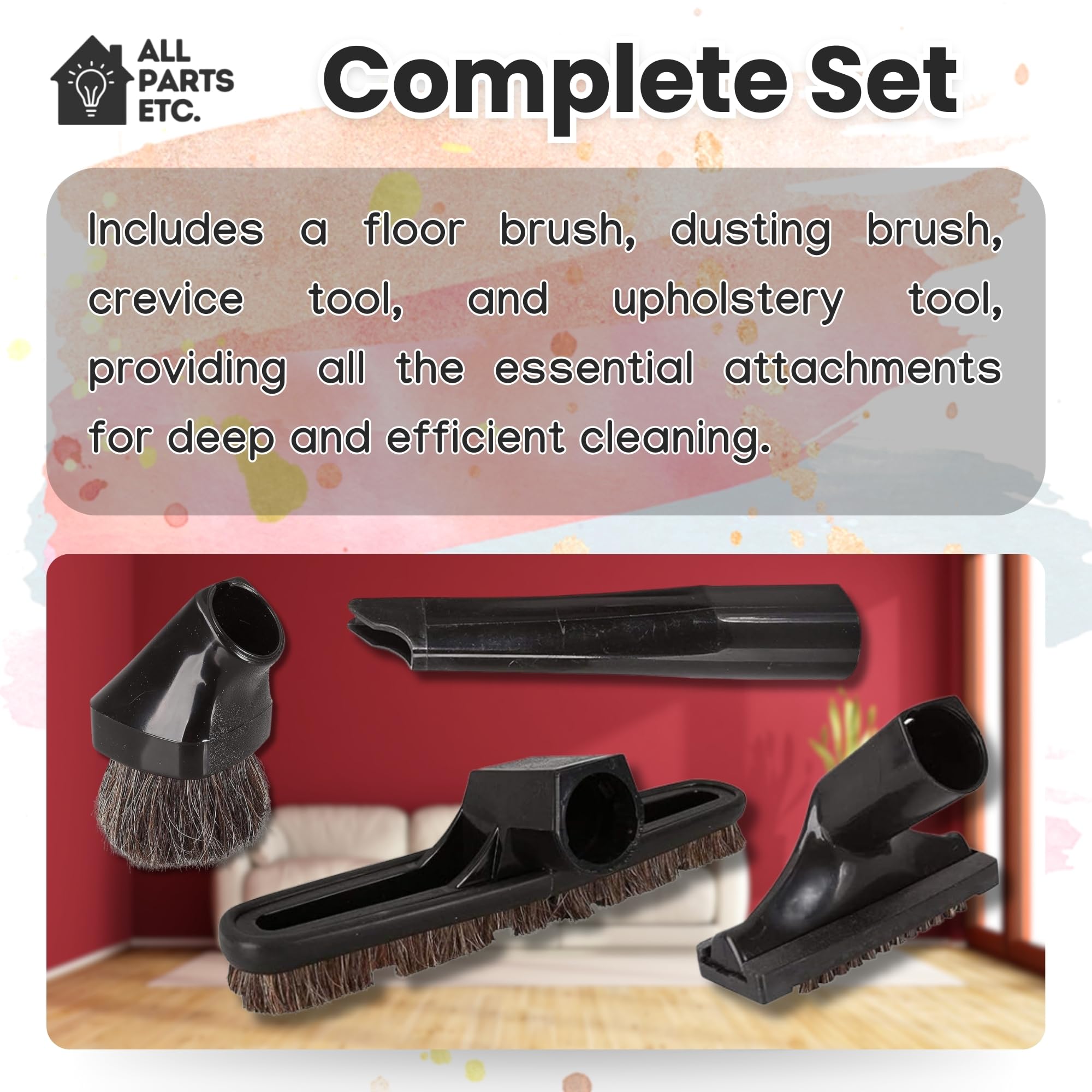 Rainbow Vacuum Replacement Attachments Set - Compatible with D2, D3, D4, D4C, SE, E, E2 Models - Includes Floor Brush, Dusting Brush, Crevice & Upholstery Tools - Perfect for Deep Cleaning Carpets, Hard Floors & Furniture