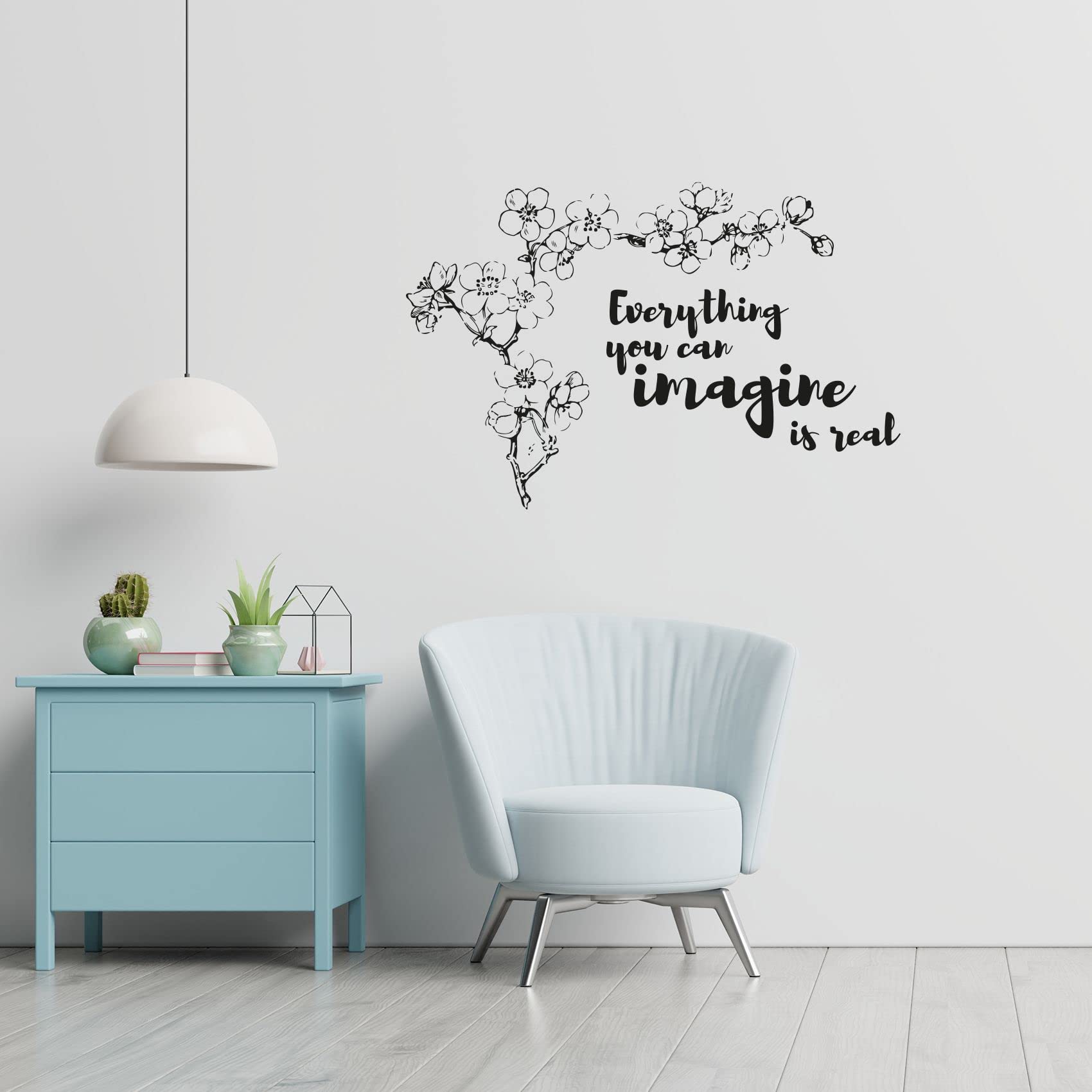 Cherry Blossom Wall Decal - Japanese Sakura Flower Vinyl Sticker Art for Kids Room, Nursery, Bedroom Decor (22x30 inch) - Perfect for Spring Home Decoration, Girls' Room Makeover & Asian-Themed Interior Design