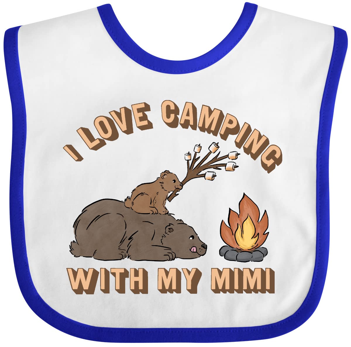 Inktastic I Love Camping with My Mimi Baby Bib - Cute & Durable Drool Bib for Toddlers - Perfect for Outdoor Adventures, Family Camping Trips & Everyday Use