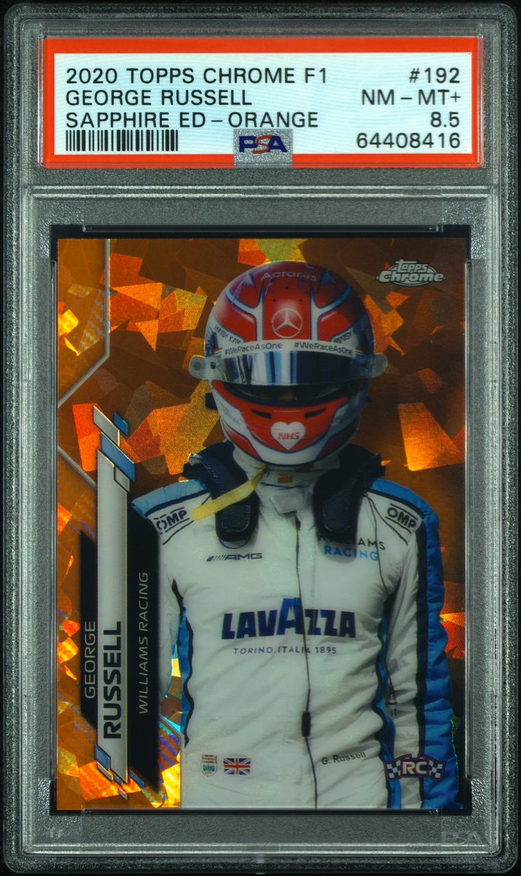 2020 Topps Chrome F1 George Russell #192 PSA 8.5 Sapphire Orange /25 - Rare Racing Collectible for F1 Fans & Sports Memorabilia Enthusiasts