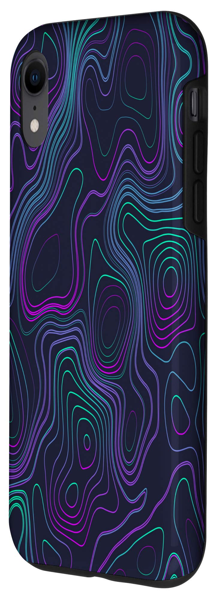 iPhone XR Cyberpunk Style Topo Pattern Phone Case - Durable Protective Cover for iPhone XR - Perfect for Gaming, Travel & Everyday Use