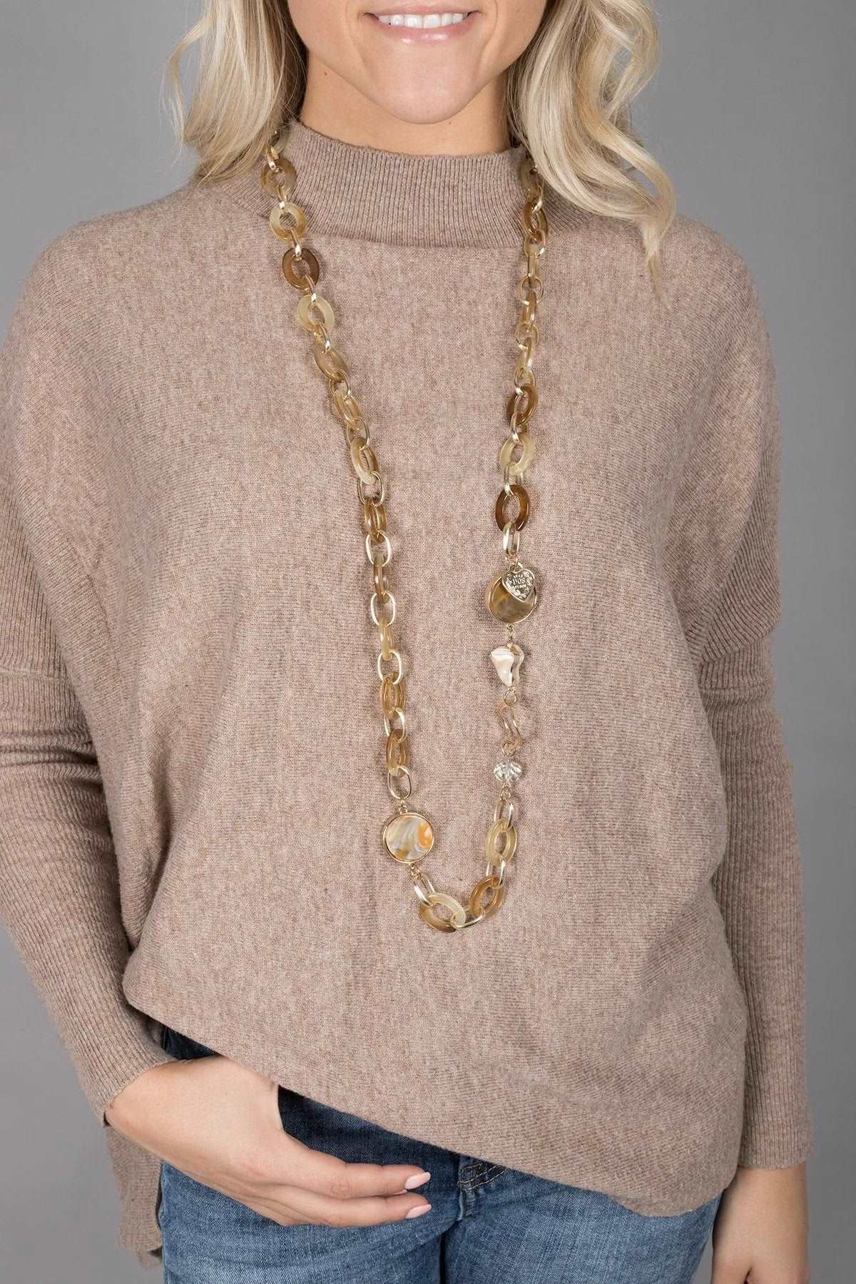 Elegant Gold Metal Amber Long Chain Crystal Necklace for Women - Perfect for Evening Parties, Weddings & Special Occasions