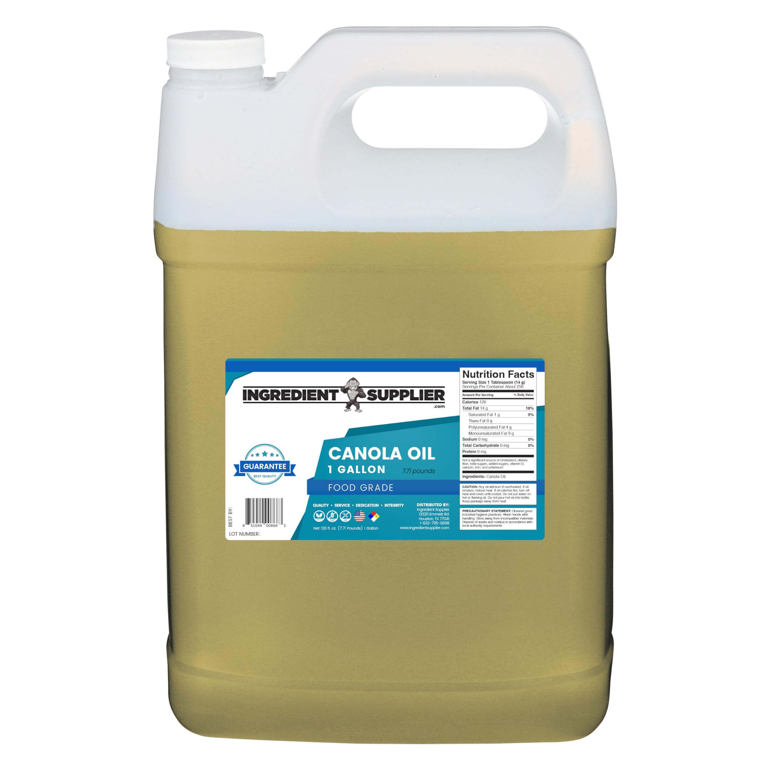 Pure Canola Oil 1 Gallon - Non-GMO, Gluten Free, Soy Free Cooking Oil for Frying, Baking & Salad Dressing - Healthy Kitchen Essential
