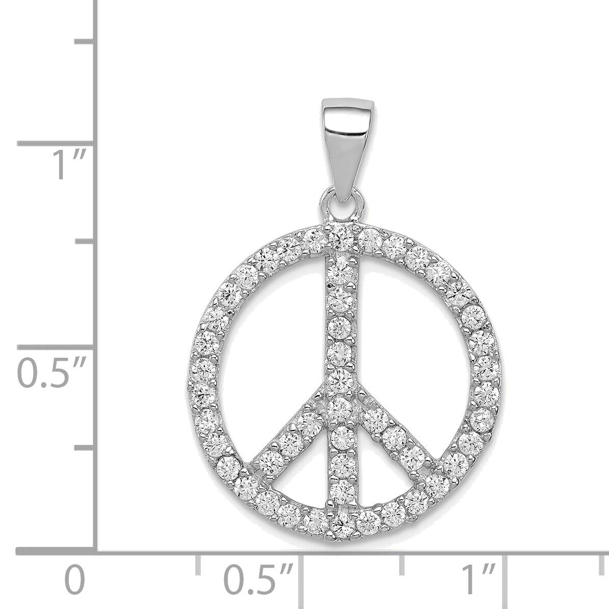 Bonyak Sterling Silver CZ Peace Symbol Pendant Necklace for Women - Elegant Hippie Jewelry Gift for Peace Lovers, Spiritual & Boho Style