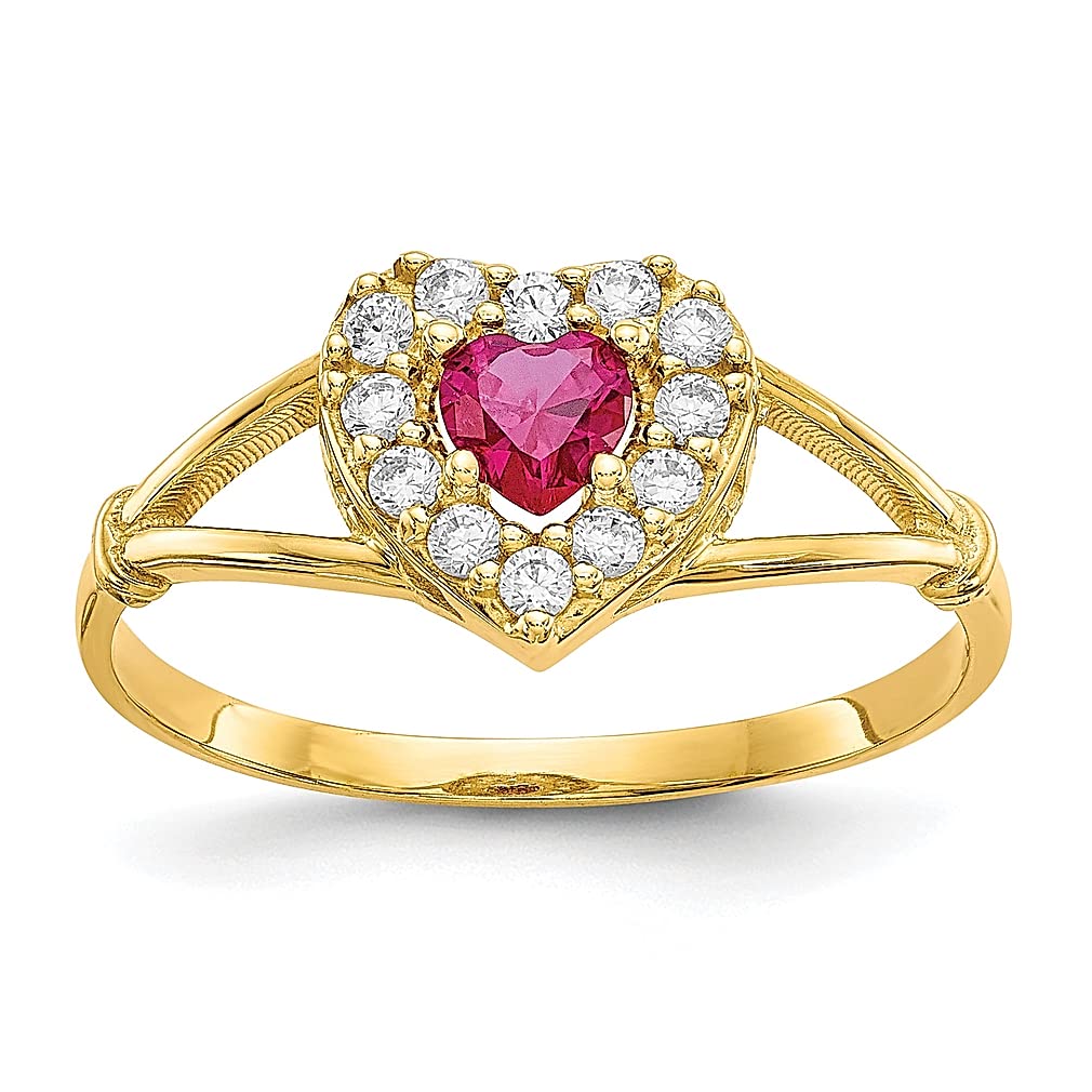 10K Yellow Gold Heart Ring with Red & White Cubic Zirconia - Elegant Love Jewelry for Women | Perfect Gift for Her, Anniversary, Valentine's Day & Special Occasions