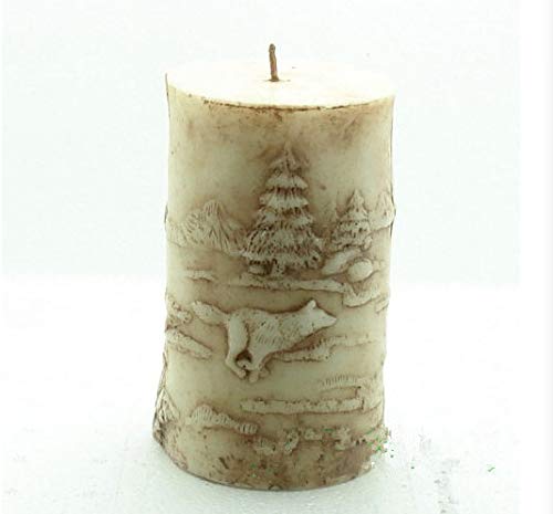 3D Wolf Cylinder Candle Mold - Silicone Soap & Candle Making Mold for Polymer Clay, Resin Crafts - DIY Handmade Candle & Soap Molds for Home Decor, Wedding Favors, Halloween & Christmas Gifts