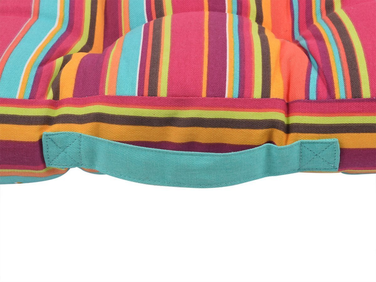 Store Indya 15x15 Inch Striped Cotton Chair Cushion - Soft Polyester Filled Seat Pad for Indoor Chairs, Car Seats & Stools | Home Decor, Office Comfort & Vehicle Accessories