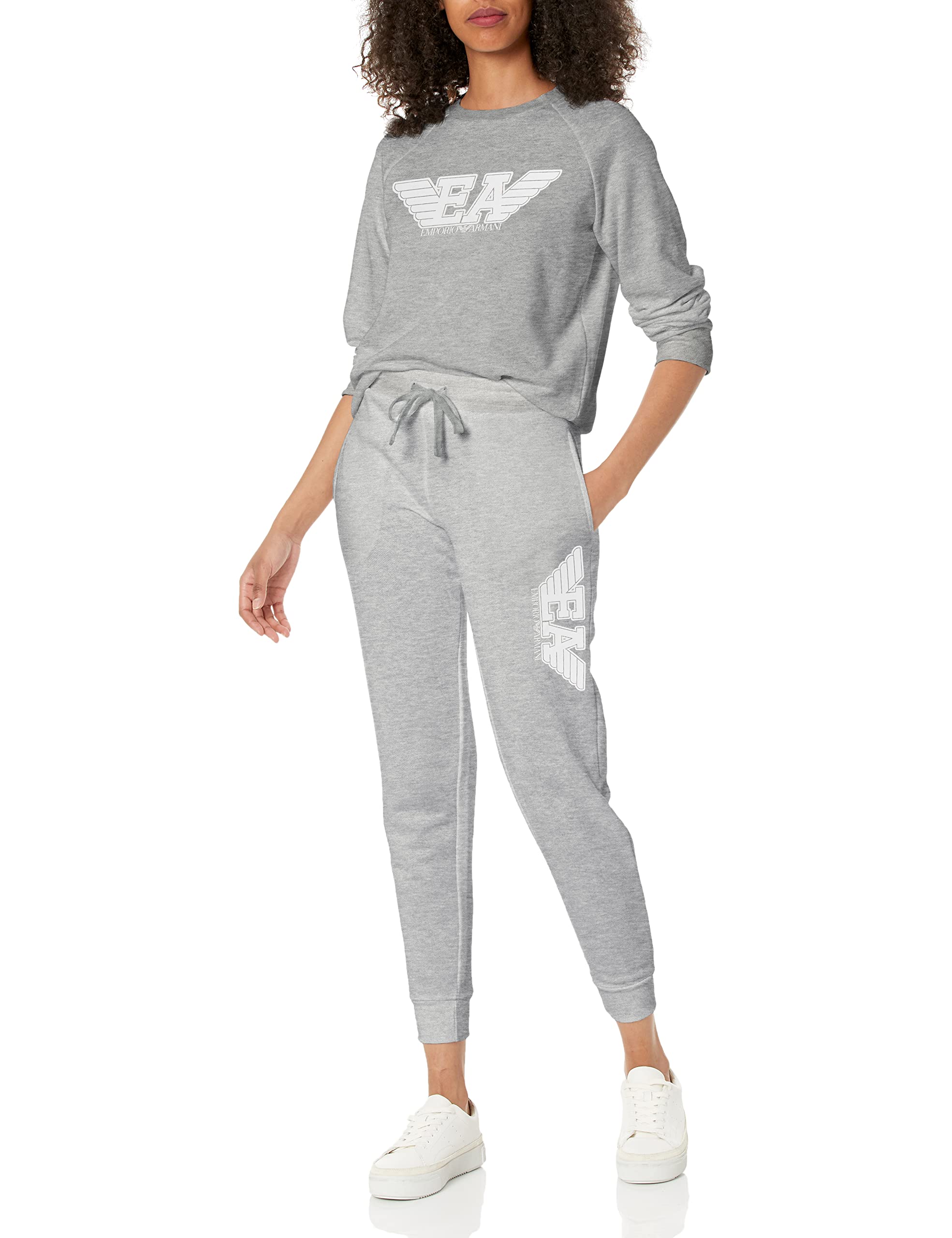 Emporio Armani Women's Iconic Terry Sweater & Pants Set - Soft Lounge Wear for Home, Travel & Casual Outings
