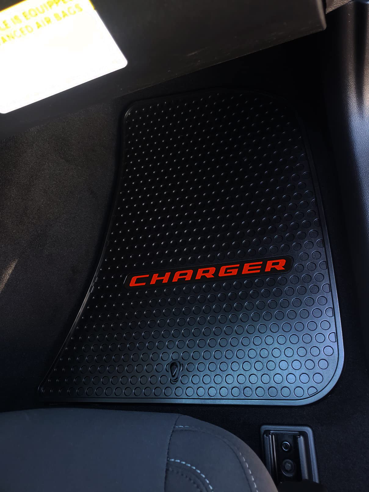 Lloyd Mats Custom-Fit All-Weather Rubber Floor Mats for Dodge Charger RWD 2011-2023 - Red Charger Logo (2-Piece Front Set, Black) | Heavy Duty Protection for Snow, Mud & Rain | Perfect for Daily Commute & Road Trips