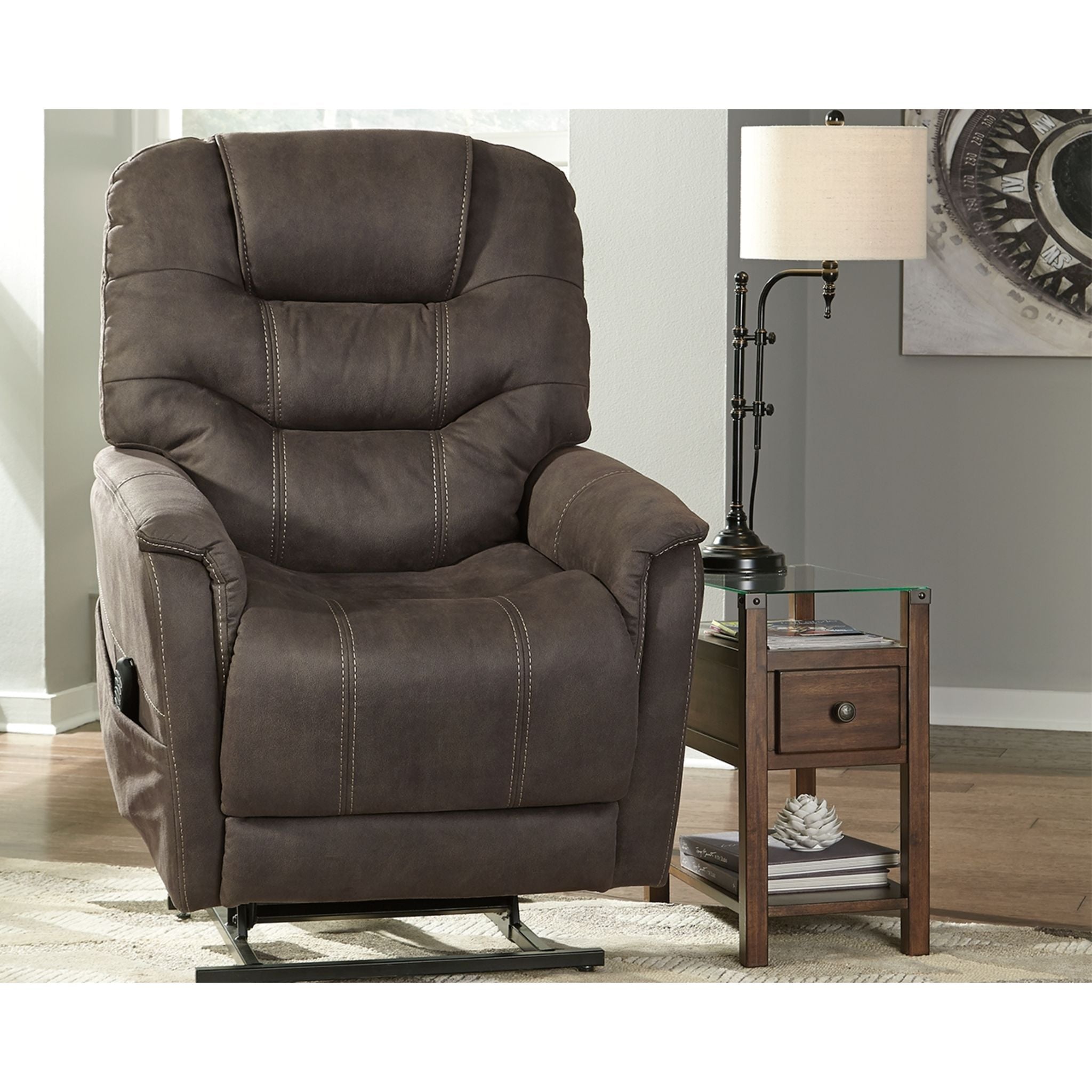 Ballister Power Lift Recliner Chair - Espresso Brown Leather Reclining Sofa with Remote Control for Elderly & Mobility Assistance - Perfect for Living Room, Bedroom & Home Theater Relaxation