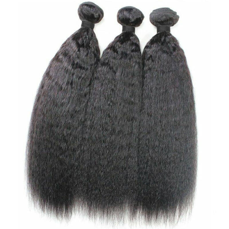 Eullair Kinky Straight Human Hair Bundles with Closure 3/4 PCS - 4x4 5x5 2x6 Lace Closure - 100% Remy Human Hair Extensions for Natural Look - Perfect for Styling, Weaving & Everyday Wear