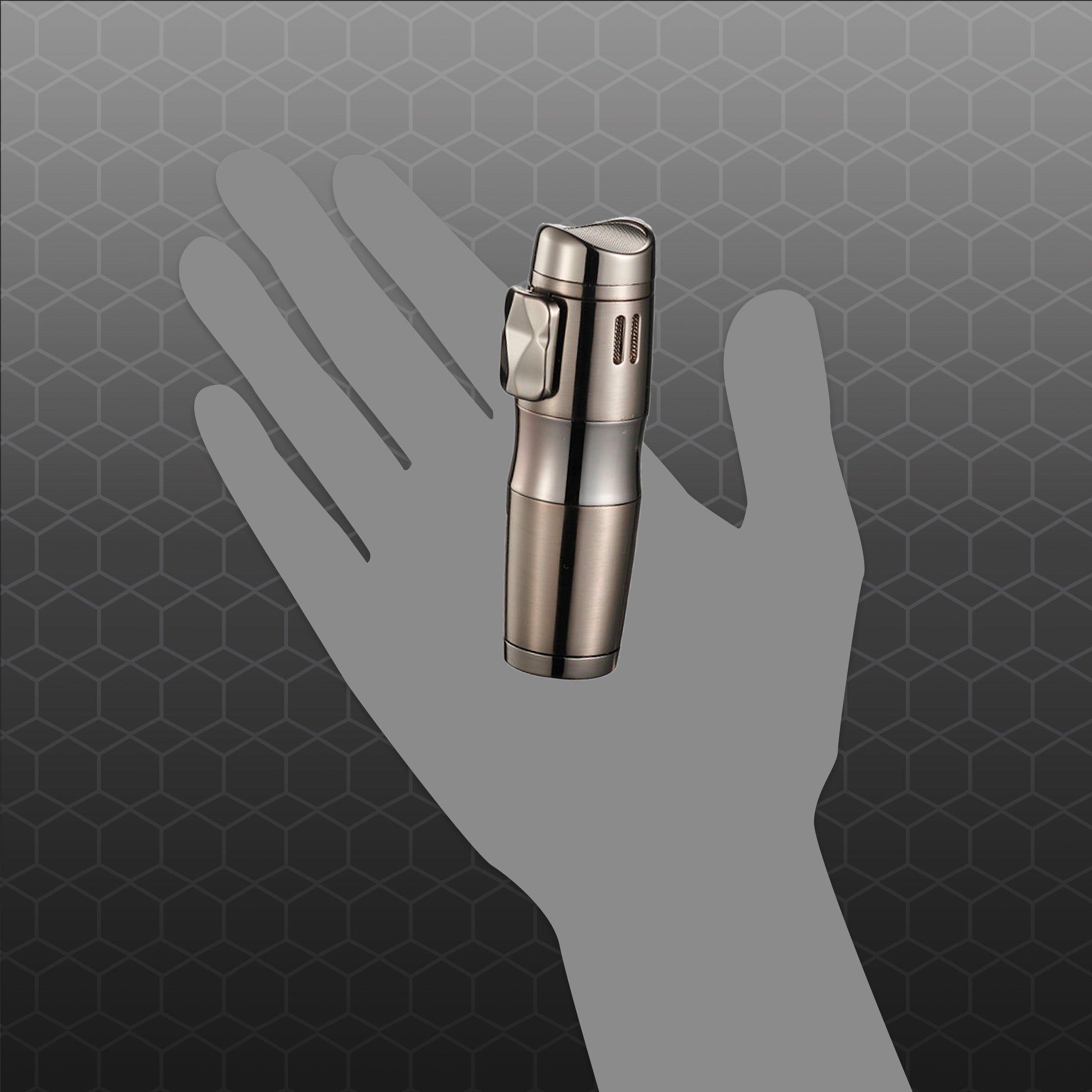 Visol Epicron Triple Flame Gunmetal Cigar Lighter - Windproof Butane Torch for Cigars, Cigarettes & Outdoor Use - Perfect for Smoking, Camping & BBQ Accessories