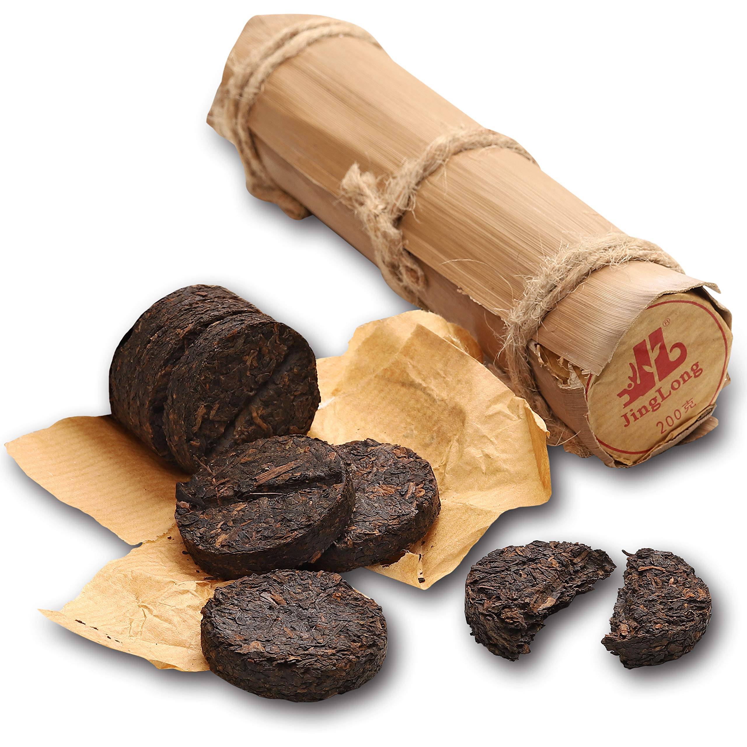 Premium Pu-erh Tea in Bamboo Leaf Tube - Ripe Puerh Tea (7.1oz/200g) - 80 Cups - Organic Loose Leaf Tea - Perfect for Gifting, Relaxation & After-Meal Digestion