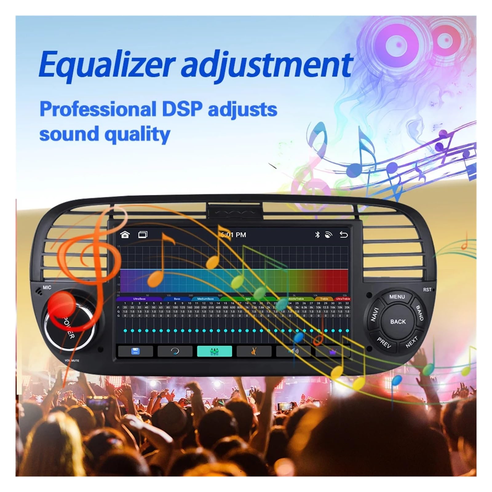 7 Inch Android Auto Car Stereo for Fiat 500 2007-2015 - Android 13 with Apple CarPlay, GPS Navigation, Multimedia Player (Black, 6GB RAM 128GB Storage, WiFi) - Perfect for Commuting, Road Trips and Hands-Free Driving