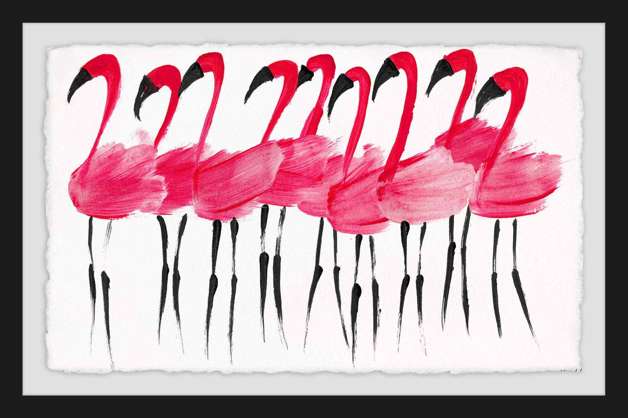 Handmade Pink Flamingos Framed Print 30x20 - Marmont Hill Wall Art for Living Room, Bedroom & Office Decor