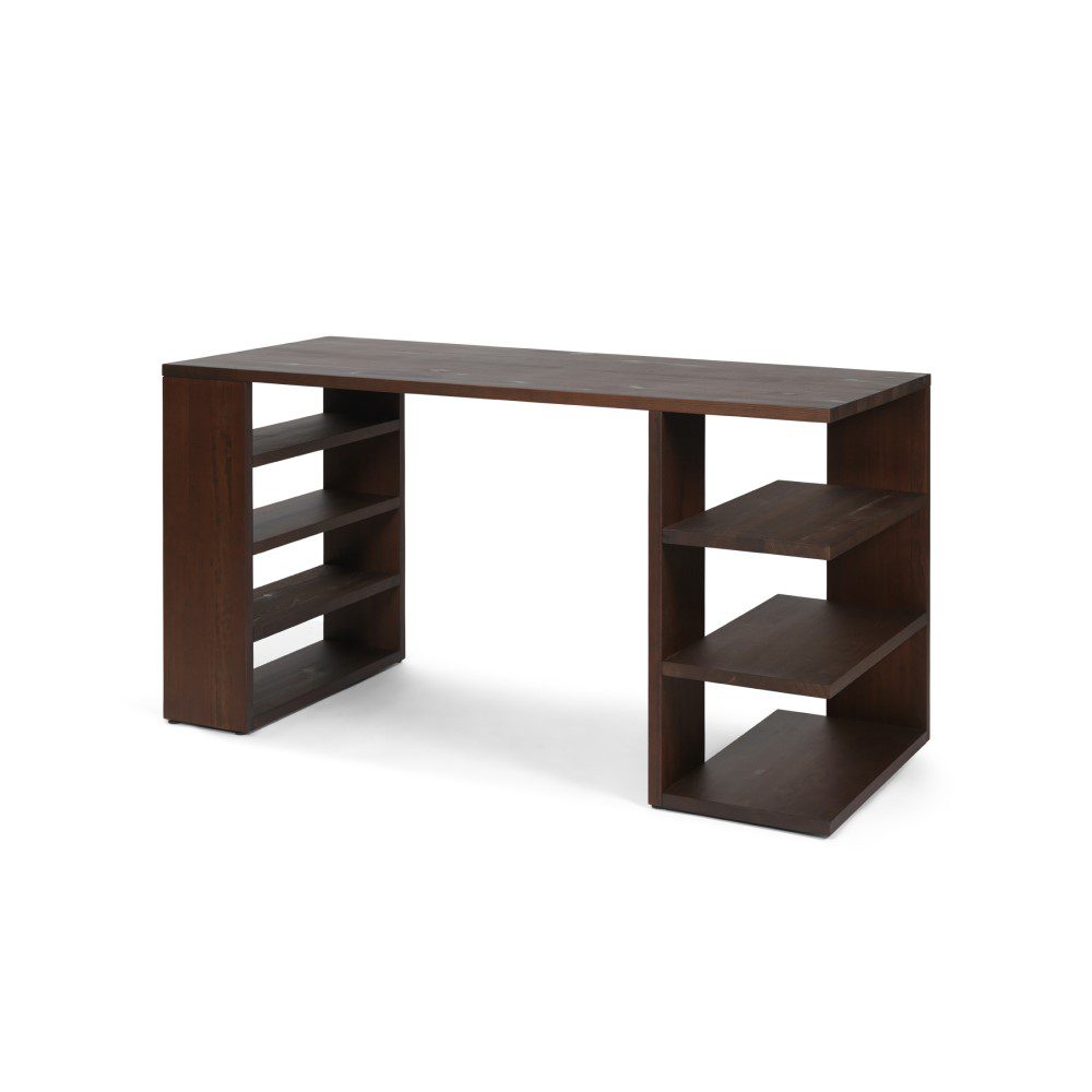 FERM LIVING Edre Desk - Dark Stained Pine Wood Writing Desk for Home Office | Modern Scandinavian Design Workspace Furniture for Small Spaces & Study Rooms