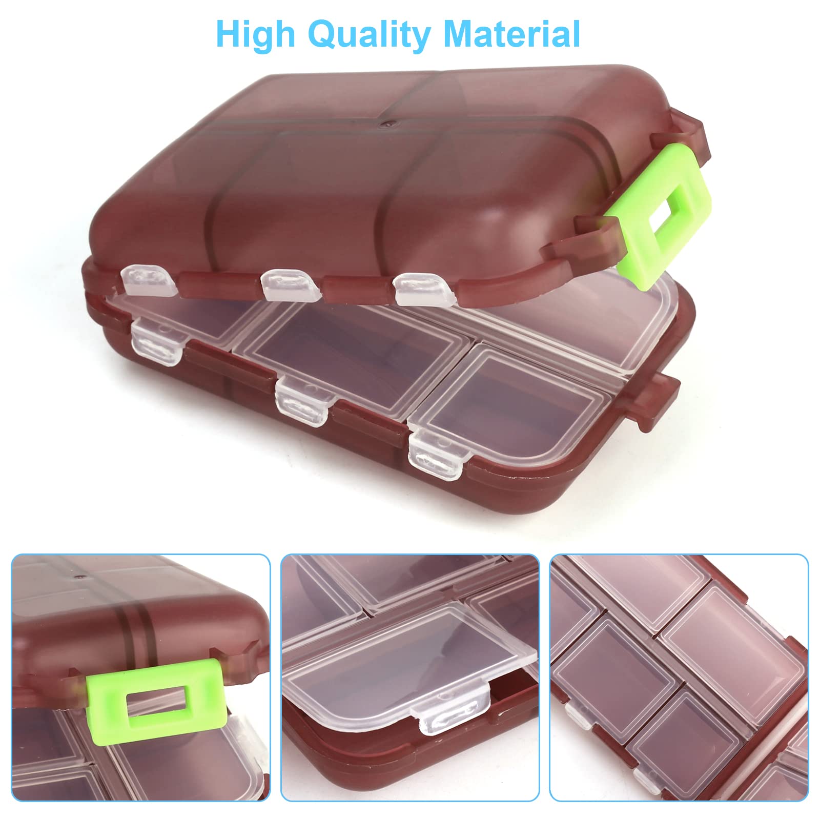 2PCS Travel Pill Organizer - Portable Cute Pill Case with 10 Compartments for Medicine Storage - Perfect for Purse, Daily Use & Travel Accessories