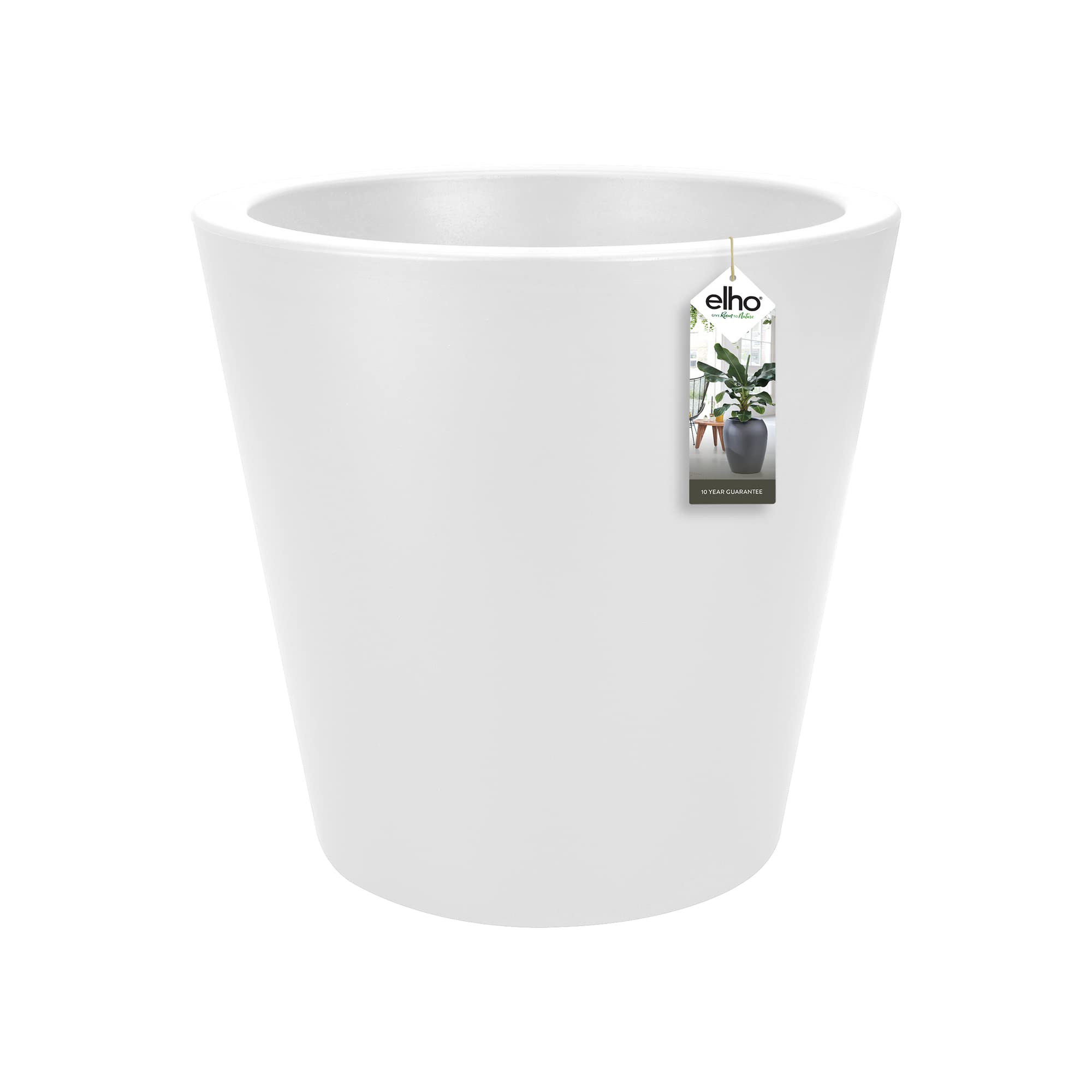 elho Pure Straight Round 65 White Planter - Modern Indoor/Outdoor Flower Pot for Home Decor, Office & Garden Planting