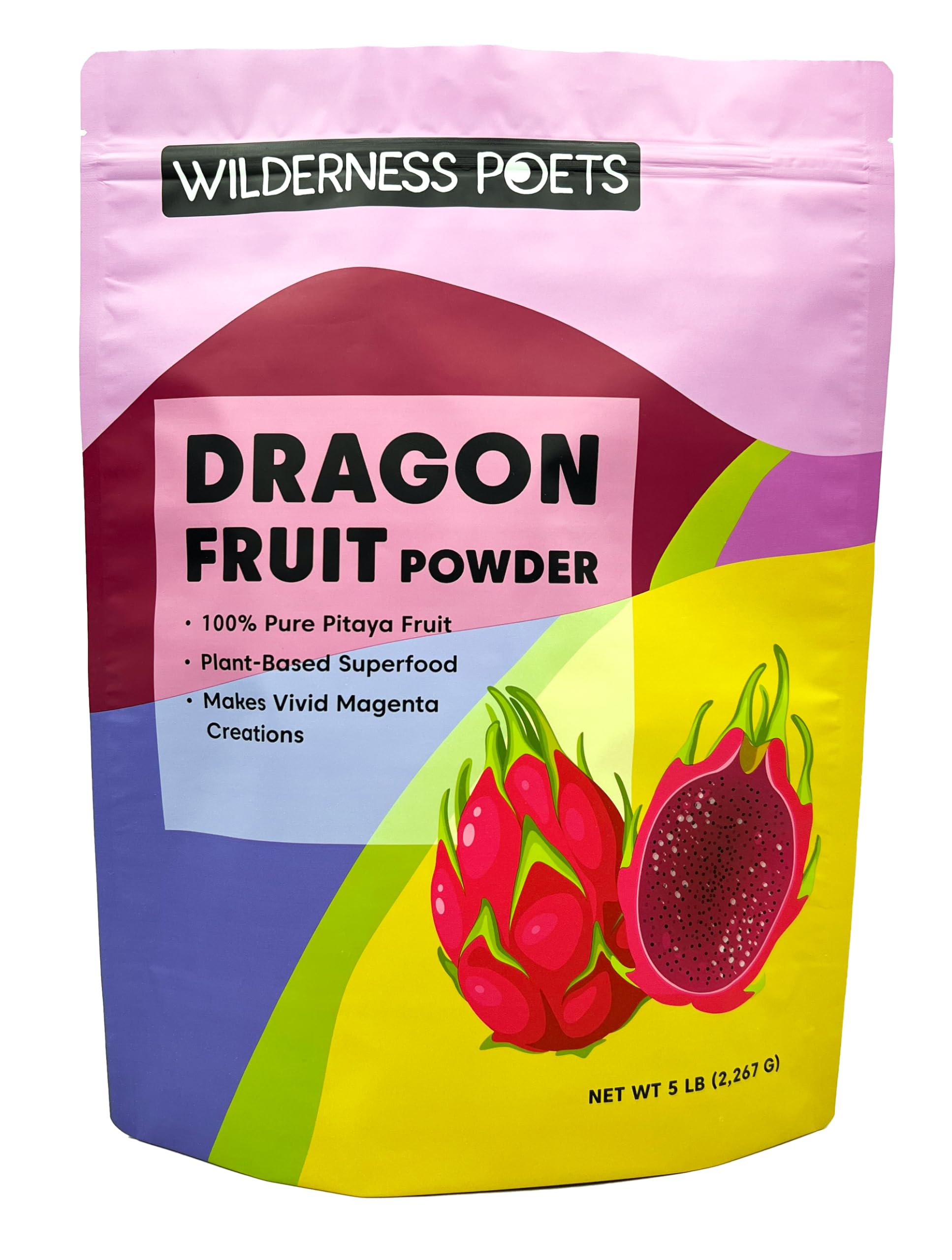 Organic Freeze Dried Dragon Fruit Powder (Pitahaya) - 5lb Bulk Pack - Natural Superfood for Smoothies, Baking & Healthy Snacks - Vegan, Gluten-Free, Non-GMO - Perfect for Smoothie Bowls, Yogurt Toppings & Energy Bars