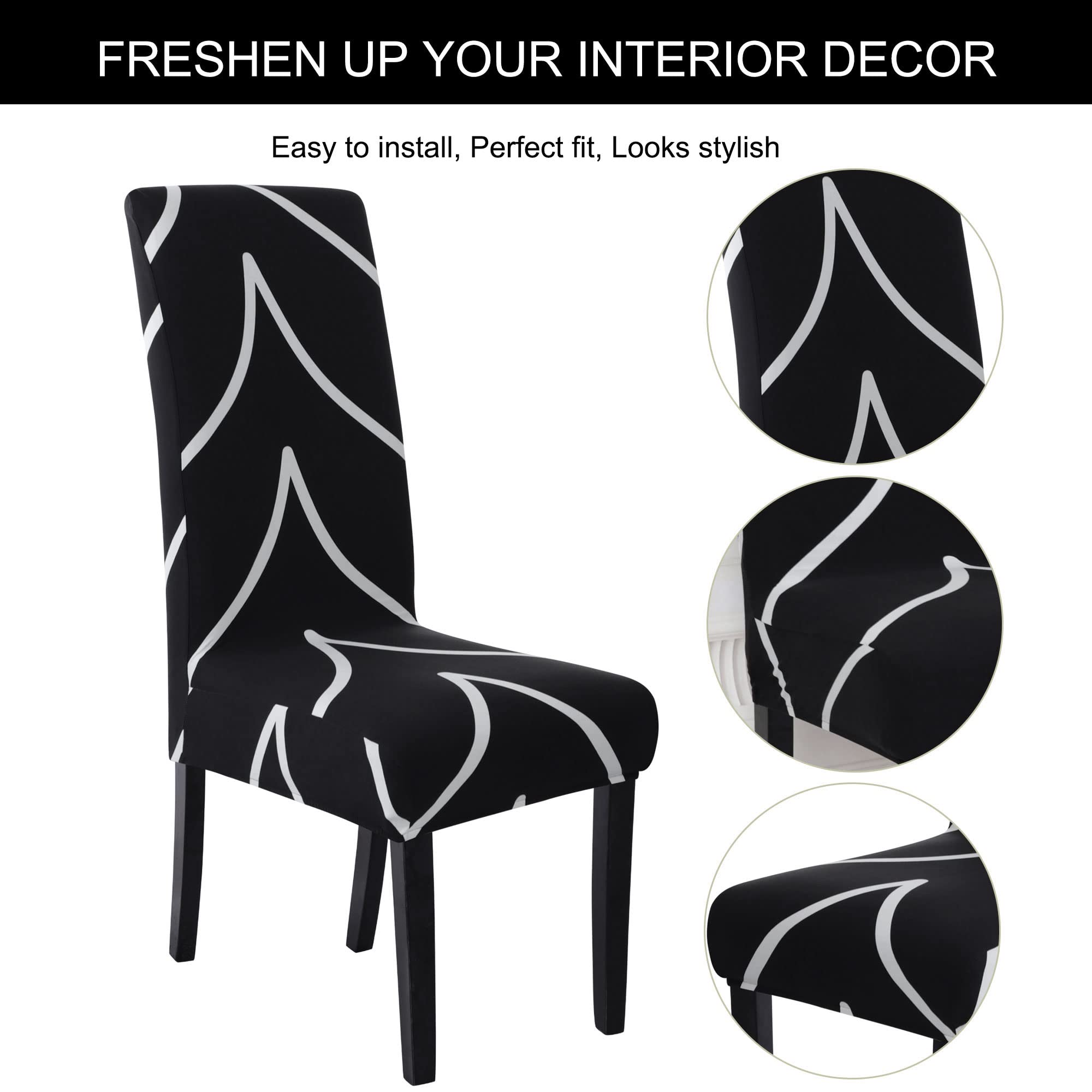 uxcell Stretch Spandex Dining Chair Covers - Medium Black Slipcovers for Kitchen Stools & Chairs | Waterproof Seat Protectors for Home, Dining Room, Party & Wedding Decor