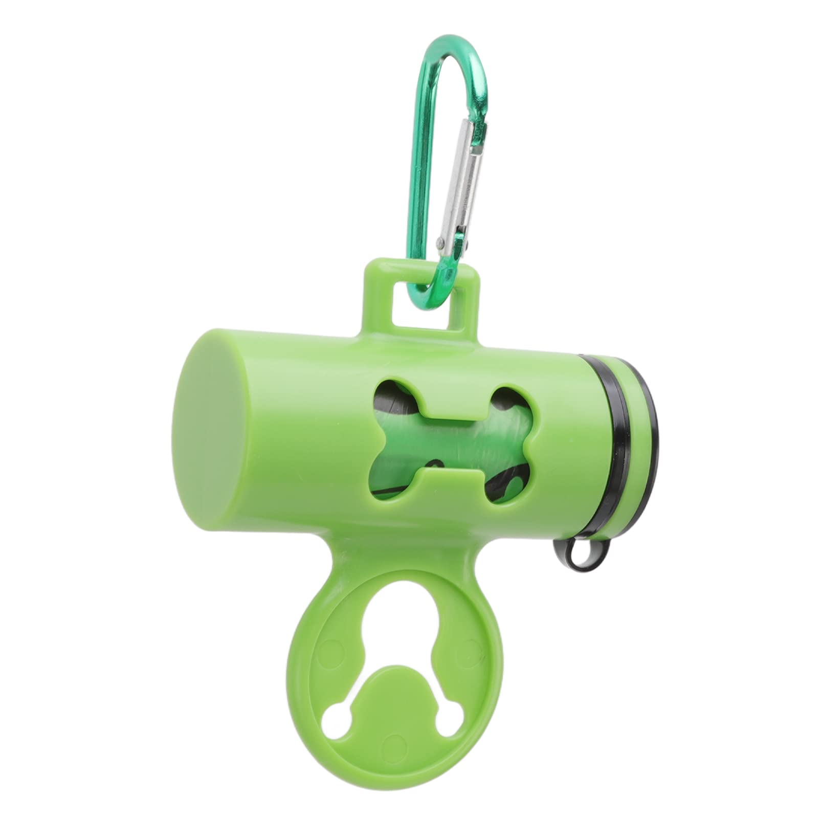 Eco-Friendly Dog Poop Bag Holder - Lightweight Biodegradable Pet Waste Dispenser with Metal Keychain Hook for Dogs (Green, Includes Garbage Box & 1 Roll Bags) - Perfect for Park Walks, Hiking & Outdoor Pet Cleanup